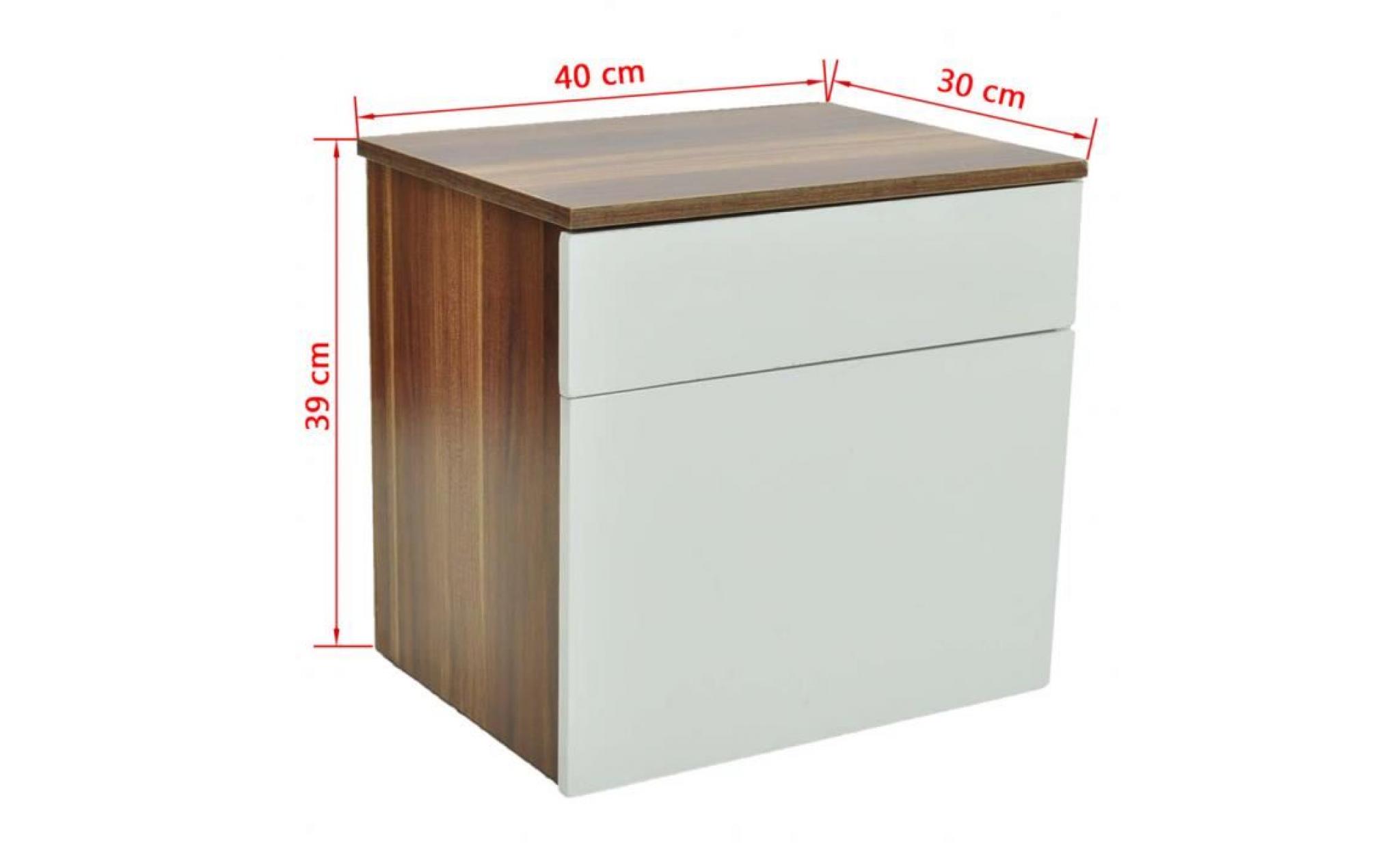 lot de deux table de chevet avec un tiroir en mdf et panneaux de particules marron 40x30x39cm pas cher