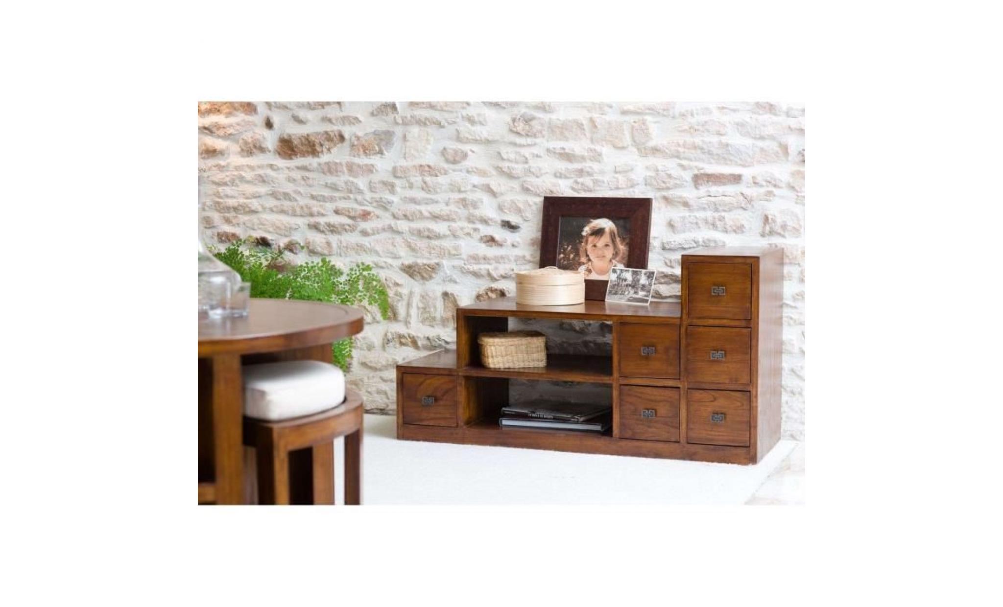 louna meuble tv   ethnique   bois vernis   l105cm pas cher