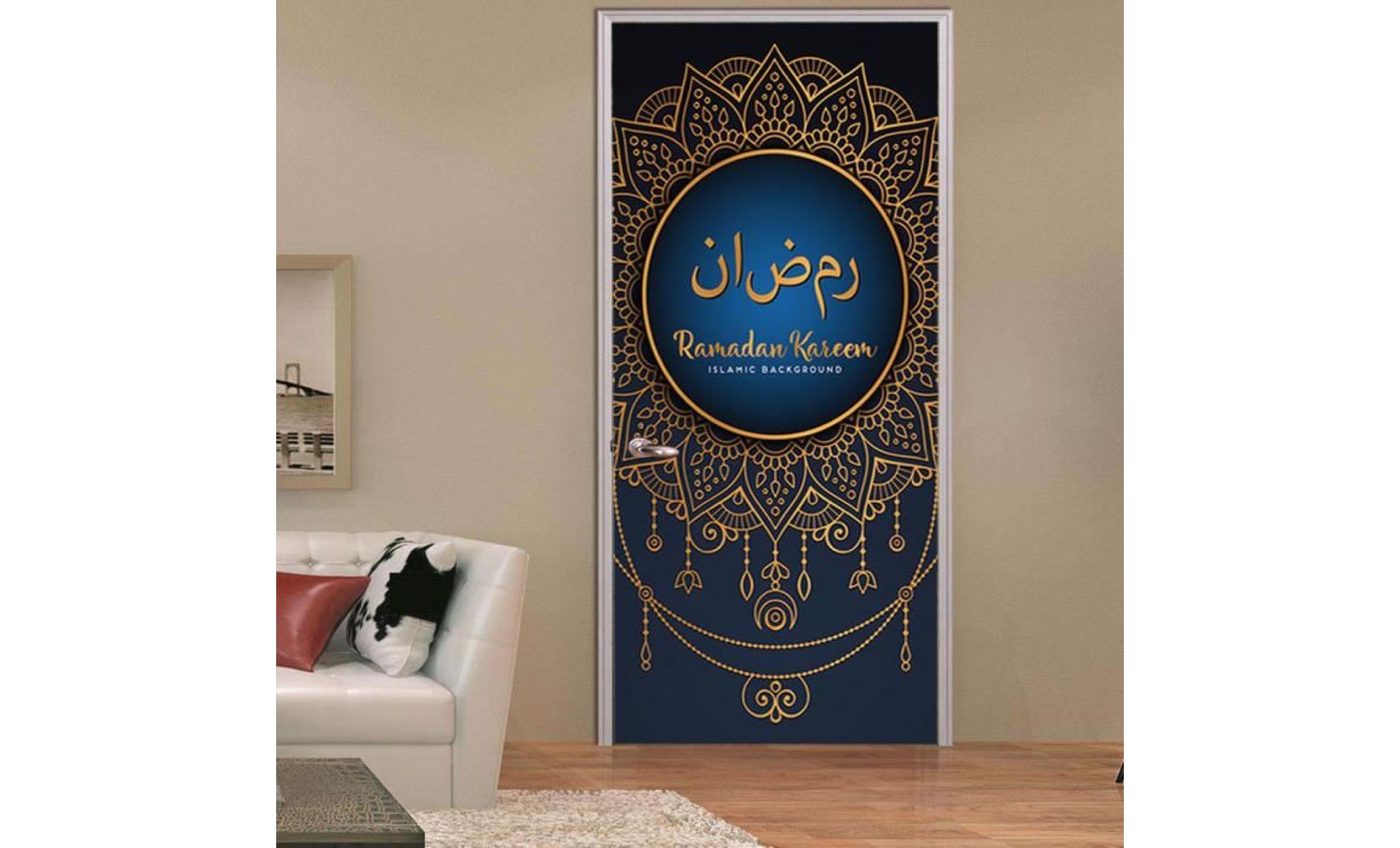 love@ autocollants portes creative muslim 3d portes chambre à coucher rénovation autocollants imperméables multicolore_mosakog3638 pas cher