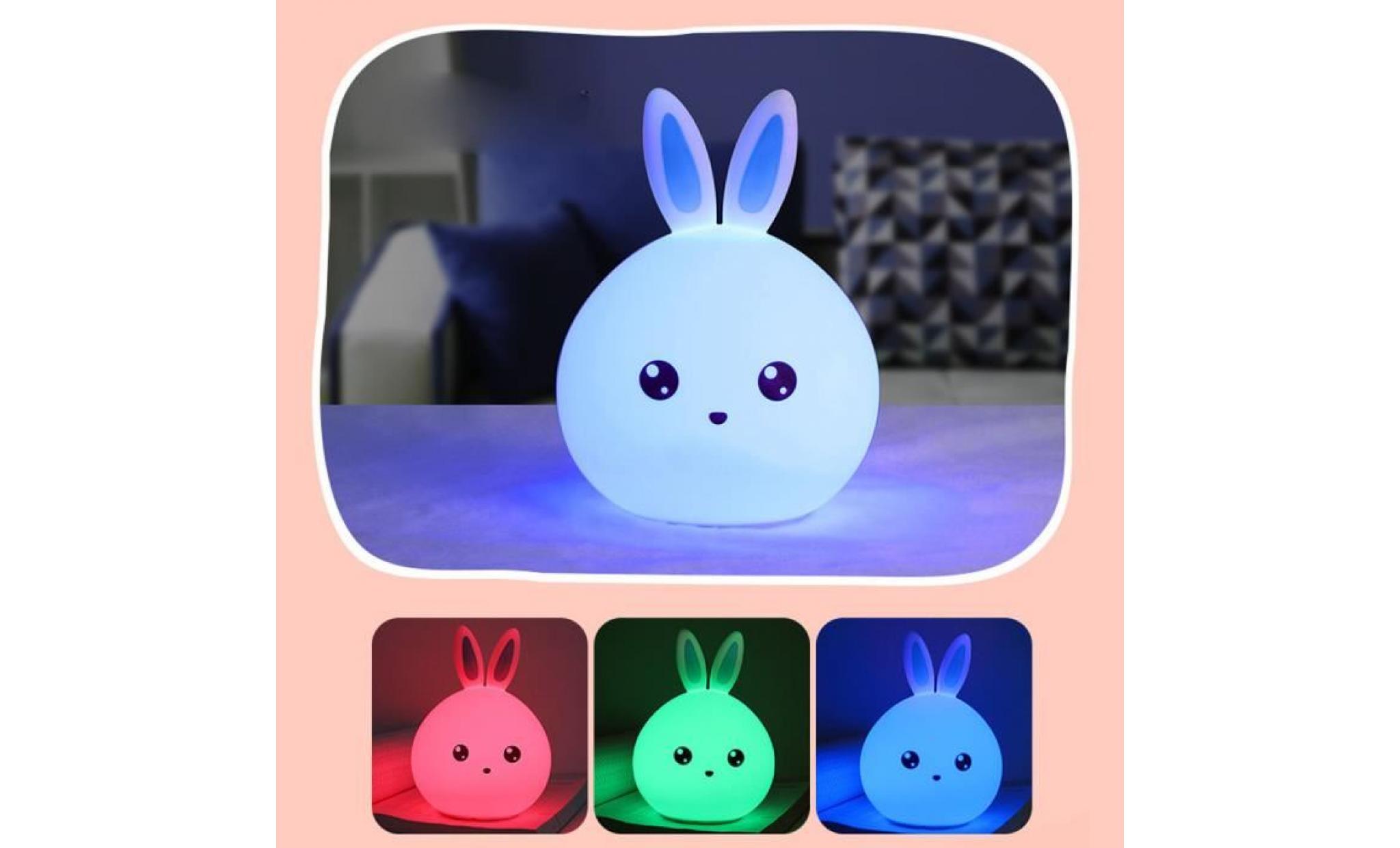lovely rabbit smile face night light enfants décor de chambre à coucher mini ampoule à led yu24 pas cher