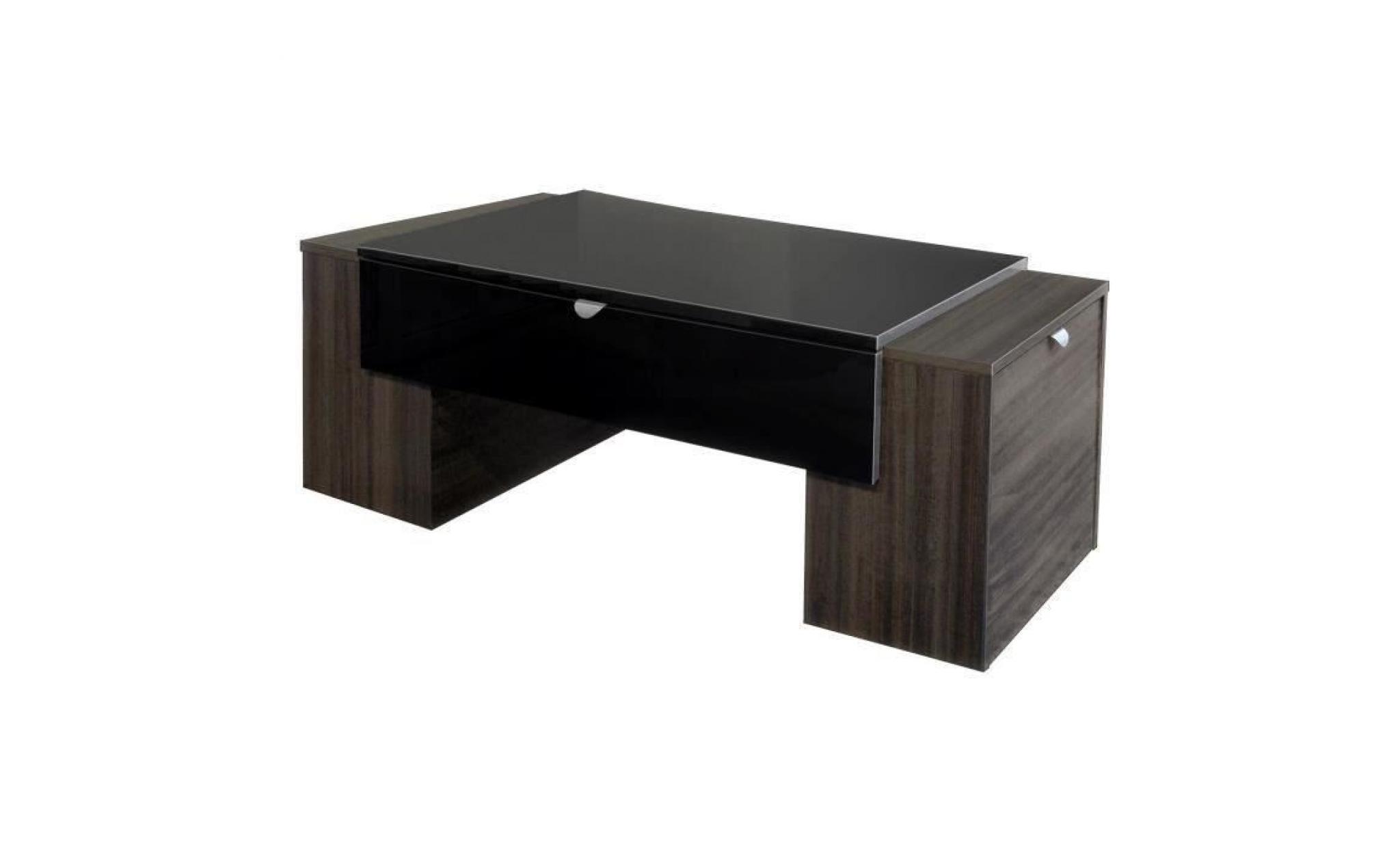 lucky table basse style contemporain décor prunier et noir brillant   l 123 x l 42 cm