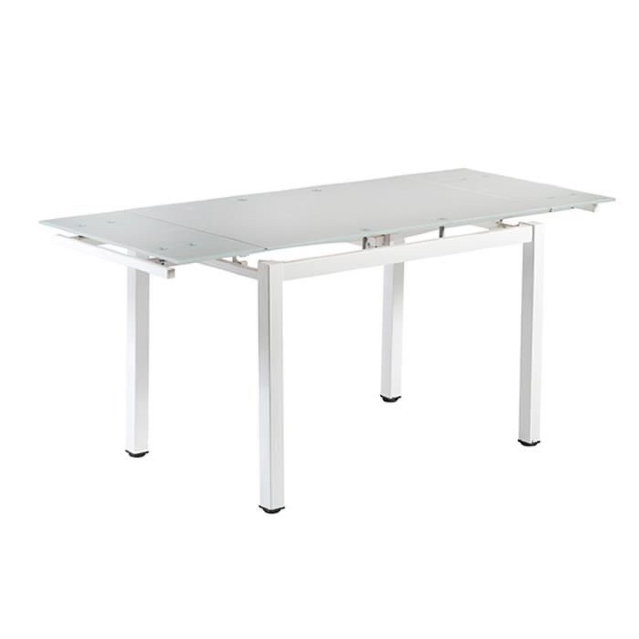 LUCKY Table extensible 110/170cm - Plateau en verre trempé - Gris pas cher