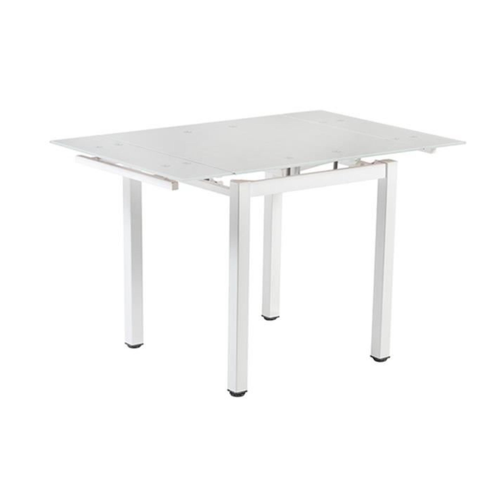 LUCKY Table extensible 80/120cm - Plateau verre trempé - Gris pas cher