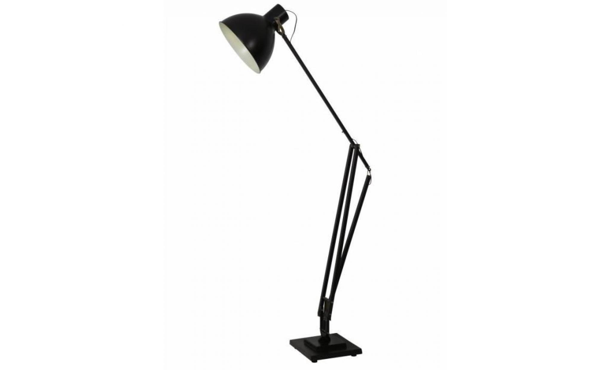 luminaire electrique ewout à poser lampadaire articulé contemporain avec abat jour en métal couleur noire 38x110x235cm