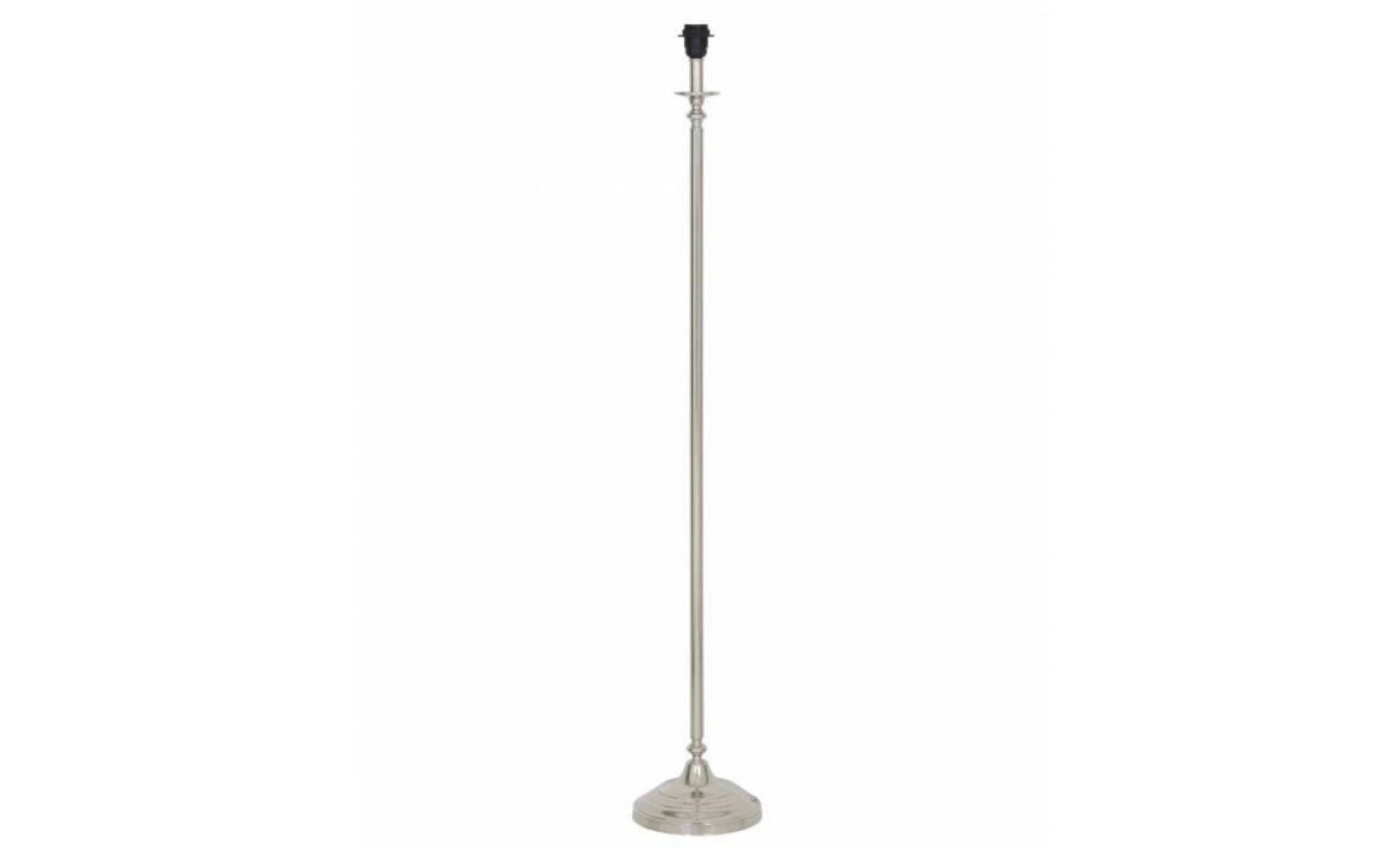luminaire saigon eclairage classique pied de lampe avec socle rond lampadaire droit en métal traitement nickel 26x26x125cm