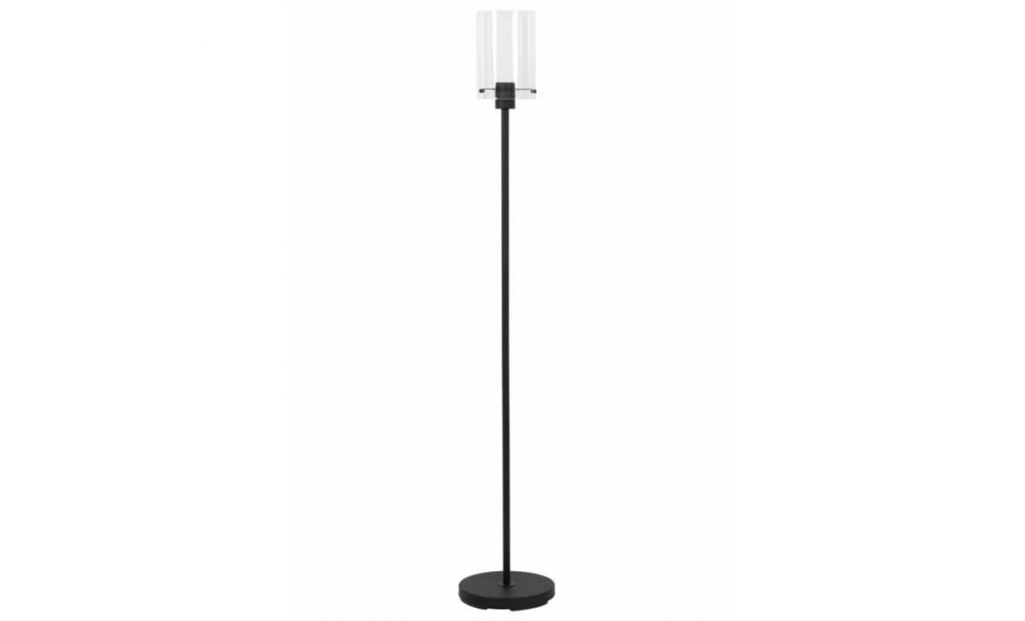 luminaire sur pied vancouver lampe d'appoint tendance eclairage moderne lampadaire en métal noir et verre 25x25x150cm