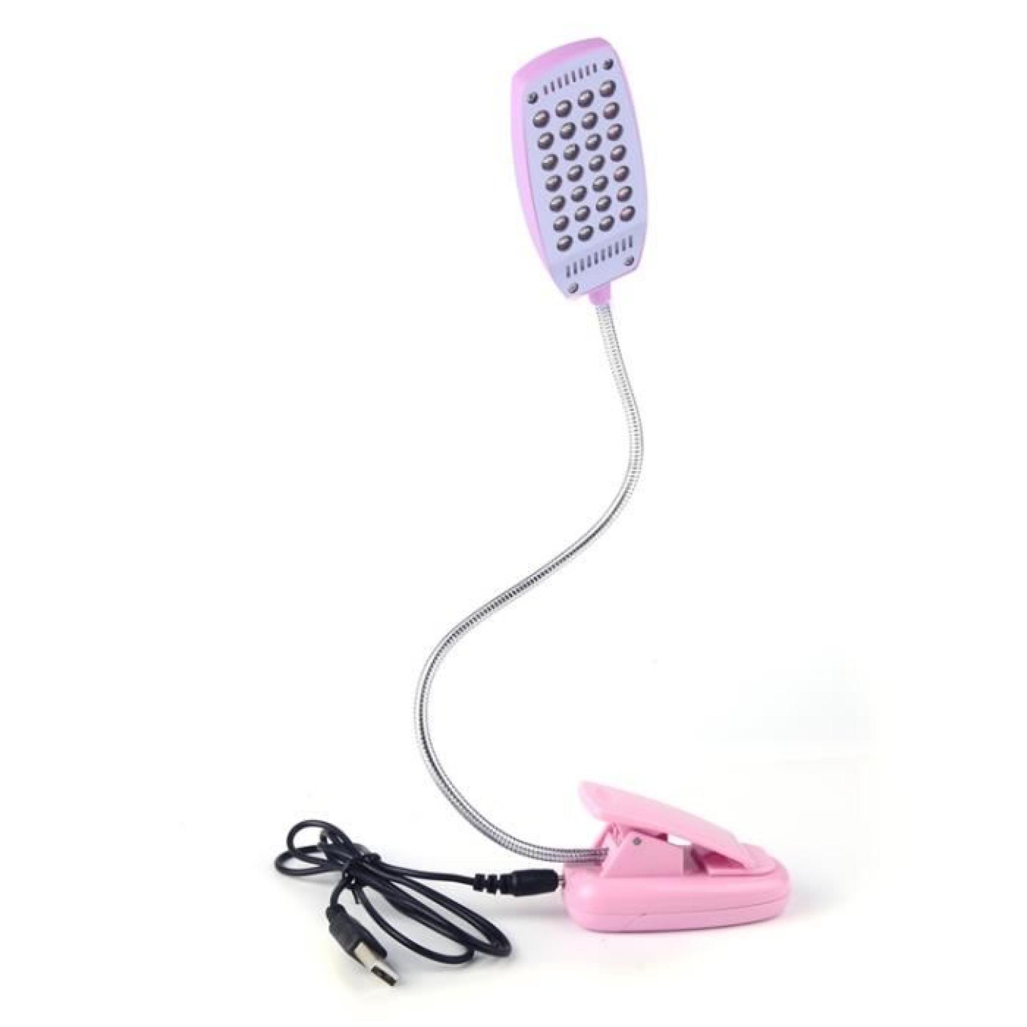 Lumineux 28 LED USB cou flexible lecture Night Light Lampe de bureau pour ordinateurs portables Macbook（Rose） pas cher