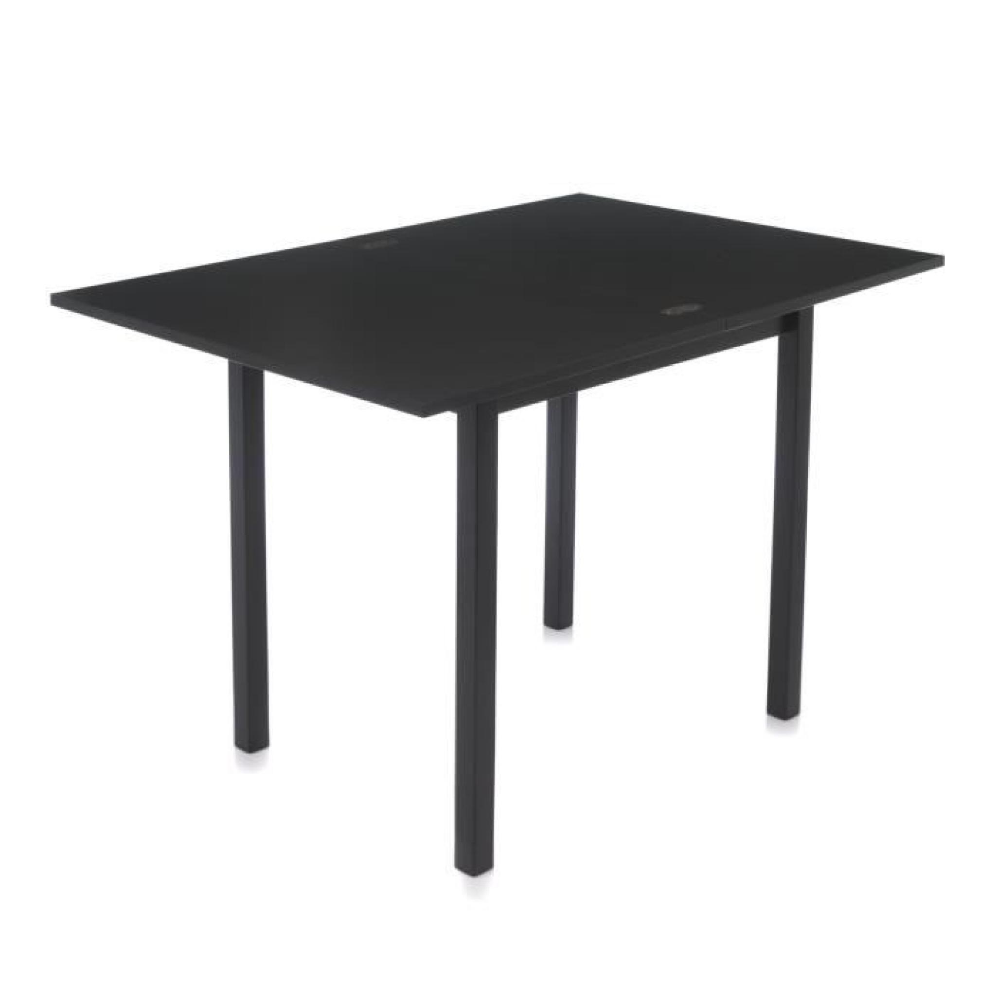 Lush Table rectangulaire noire à allonge portefeuille rotative pas cher