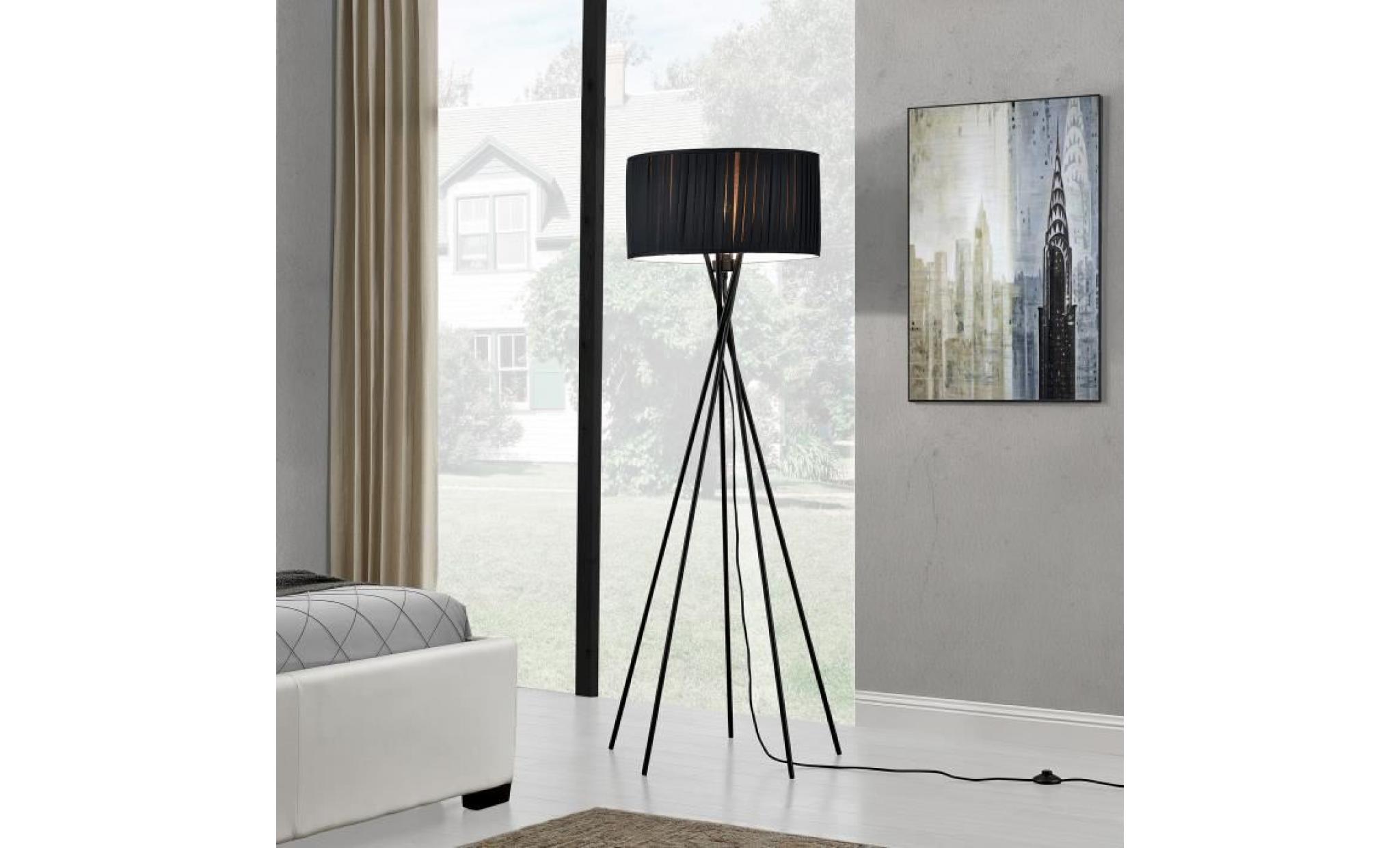 lux.pro lampadaire   black mikado   (1 x socle e27)(155 cm x Ø 48 cm) lampe sur pied lampe de plancher lampe lampe de salon noir pas cher