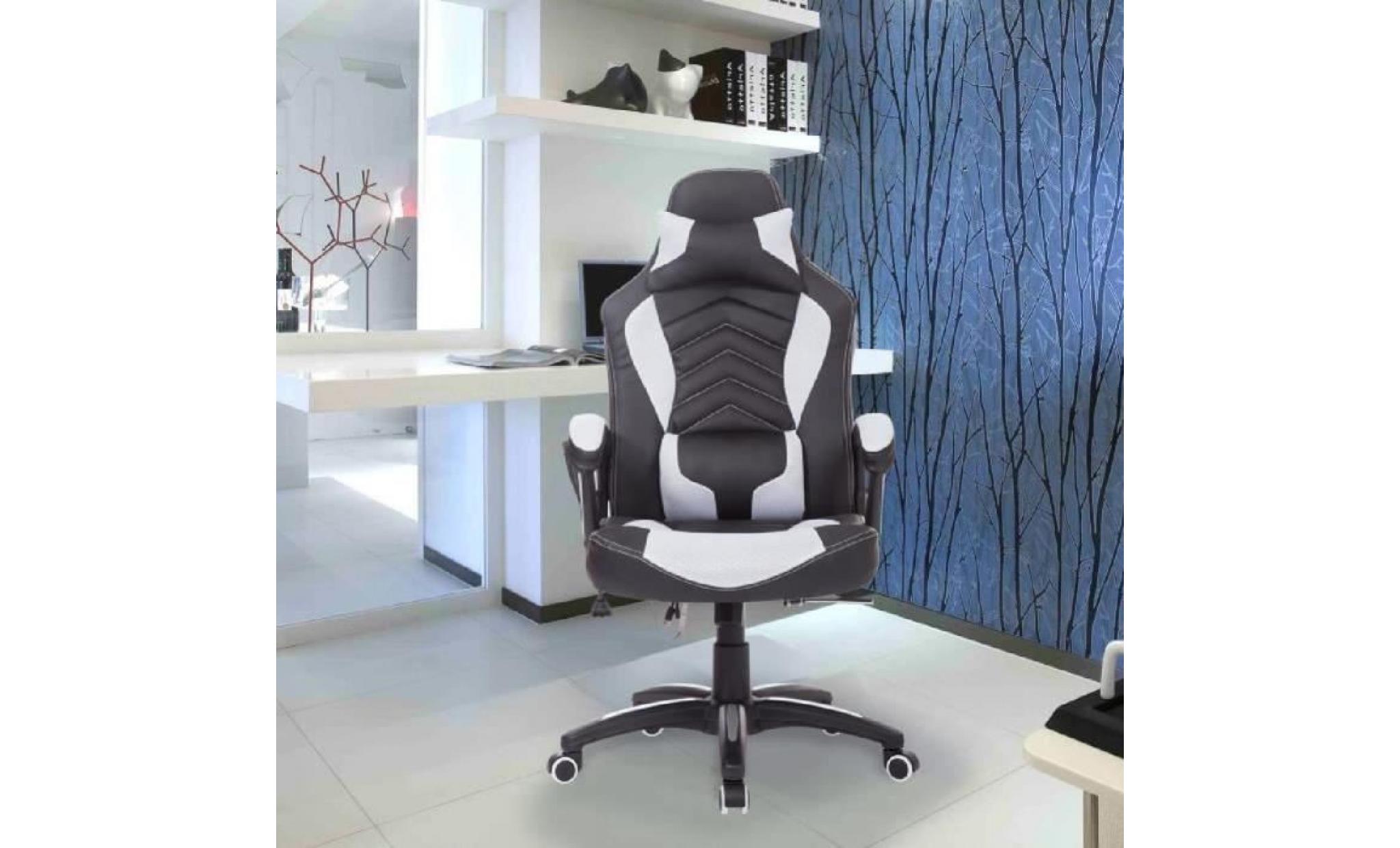 luxe fauteuil/chaise de bureau avec fonction de massage et de réchauffage chauffant modèle de course rouge et noir 19rd pas cher