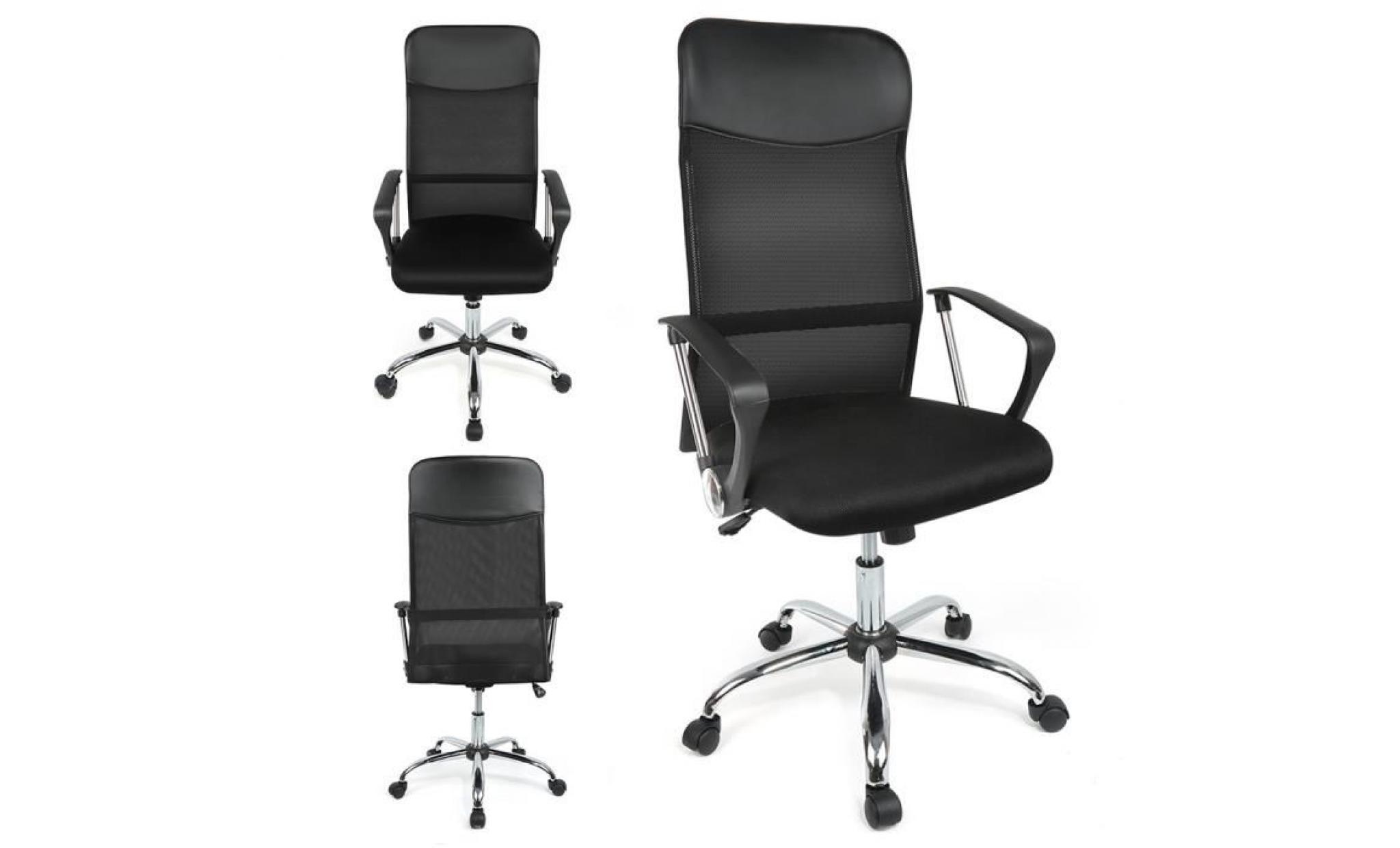 luxs chaise de bureau fauteuil de bureau exécutive avec accoudoirs appui tête 48 56cm noir pas cher