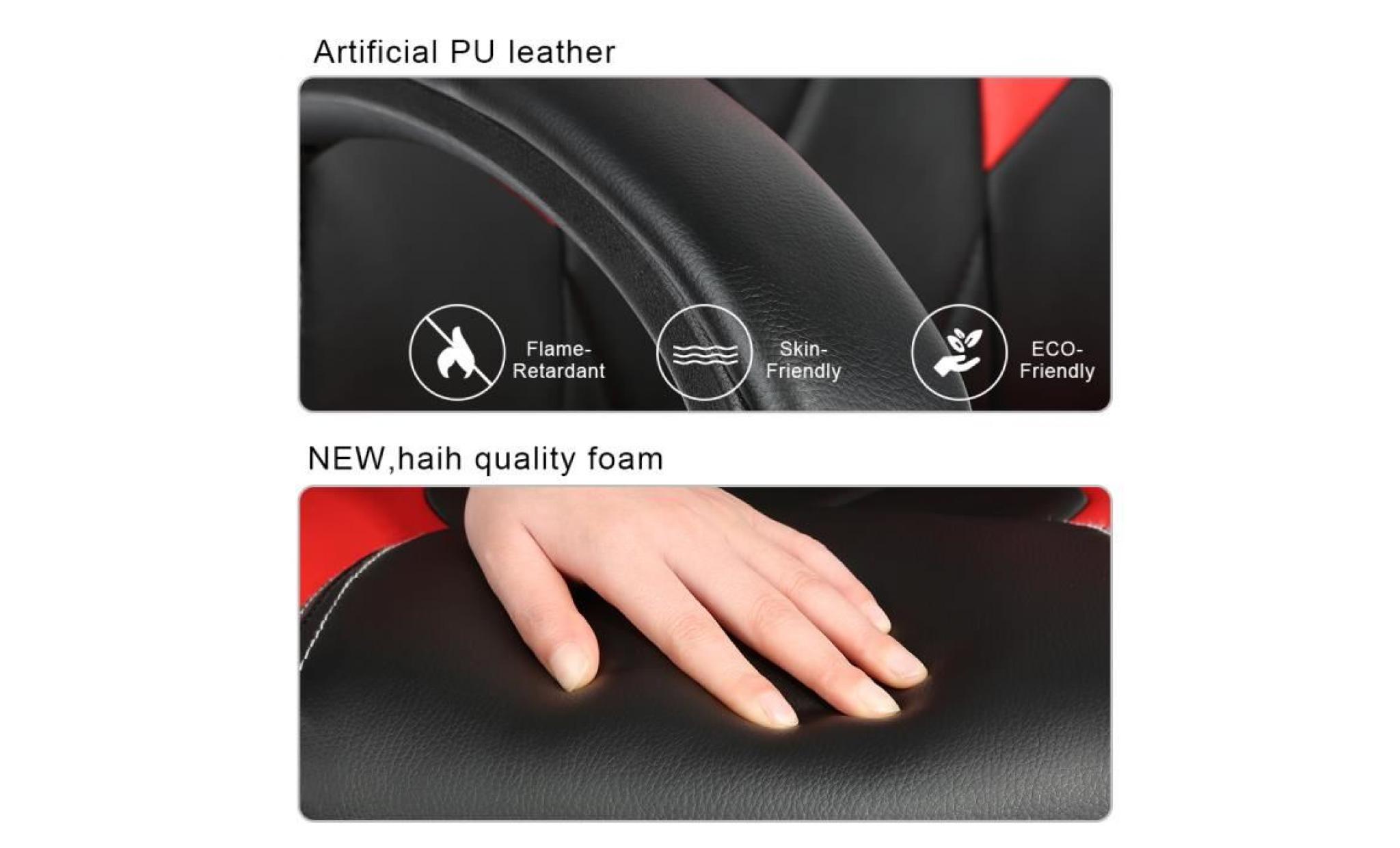 luxs ergonomique fauteuil de bureau pro chaise de gamer pu siège baquet gaming rouge/noir pas cher
