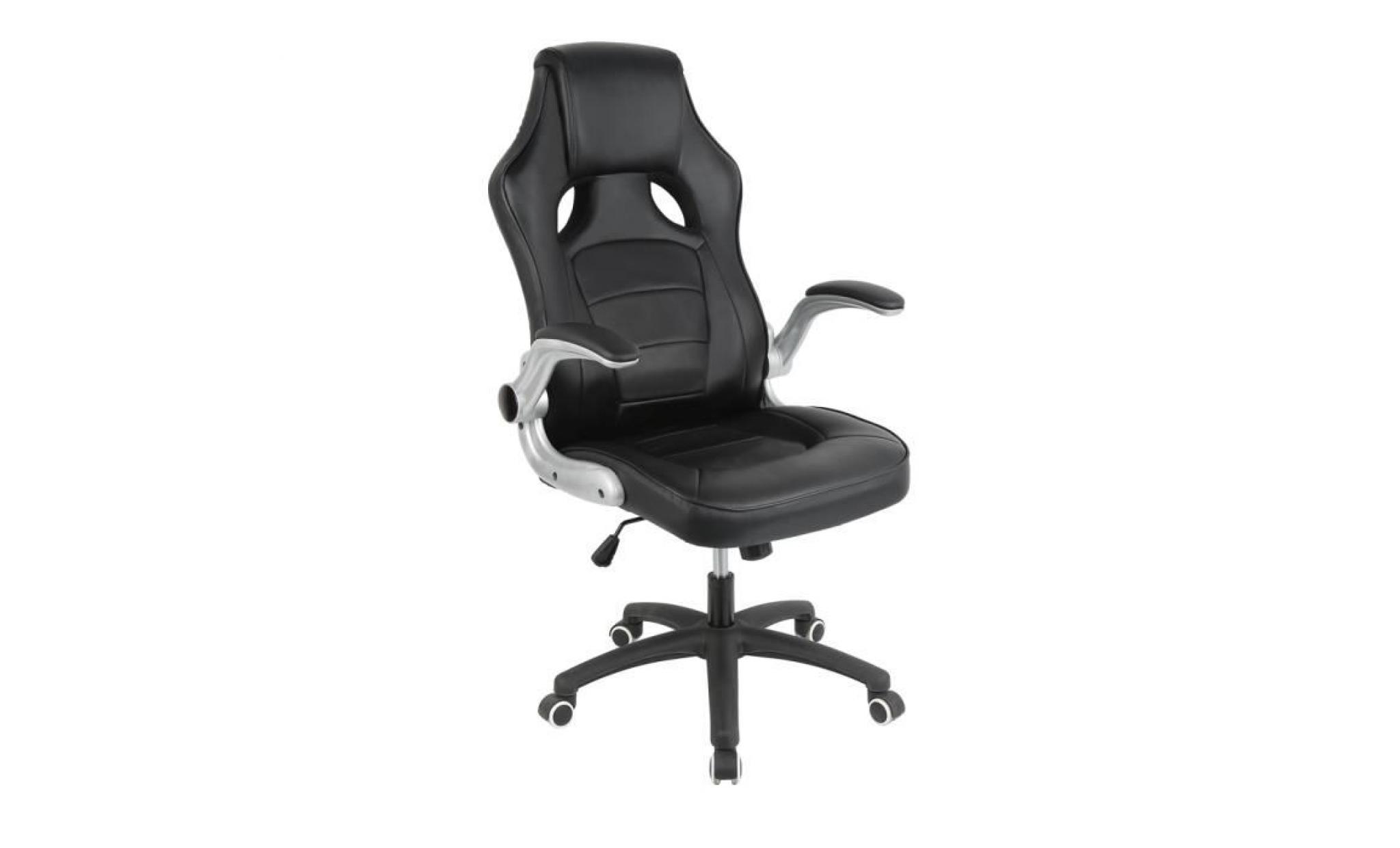 luxs fauteuil de bureau racing , faux cuir, hauteur de siège 46 55 cm, 120 kg de capacité noir