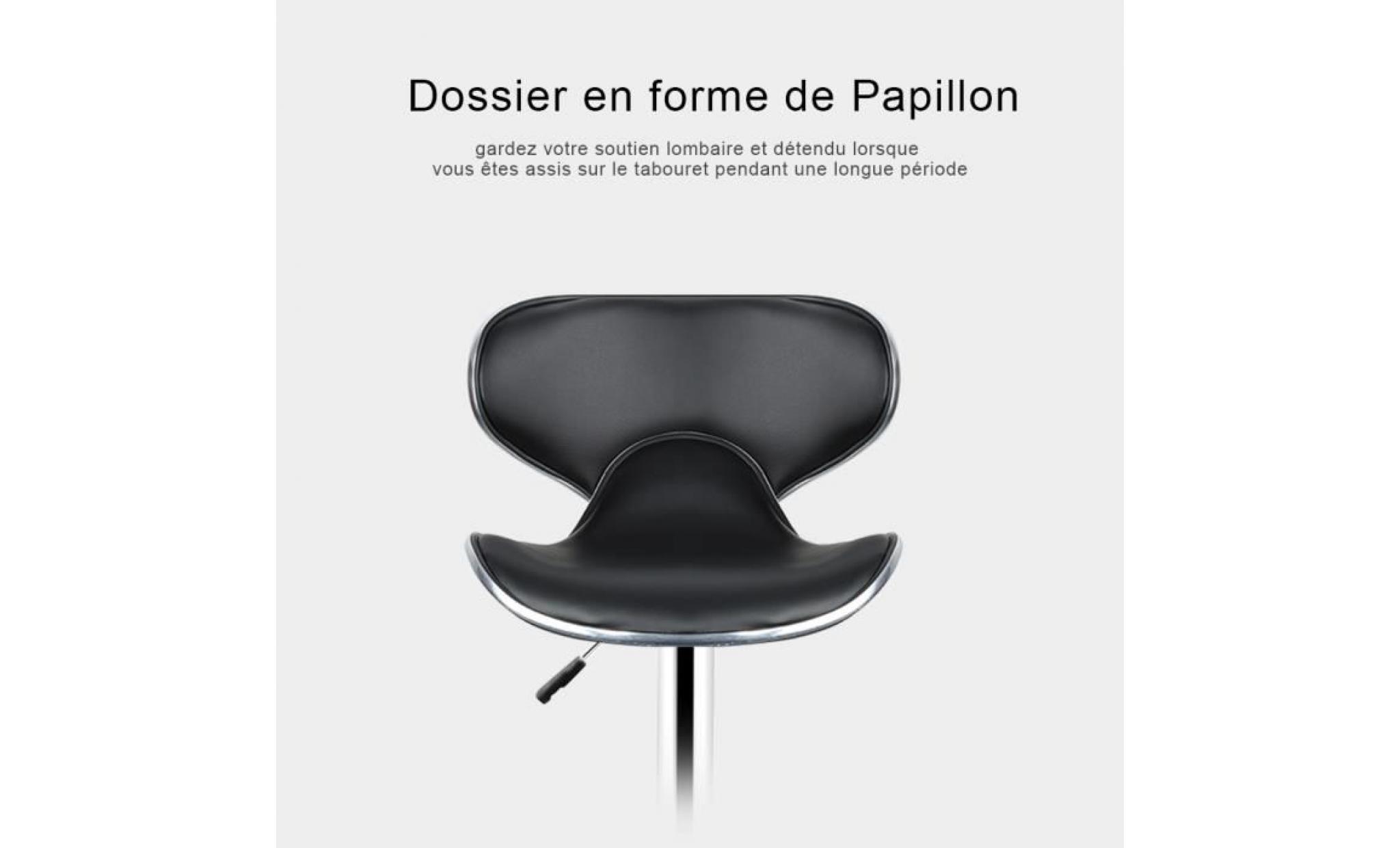 luxs lot de 4 tabourets de bar chaise haute design réglable avec dossier revêtement synthétique noir pas cher