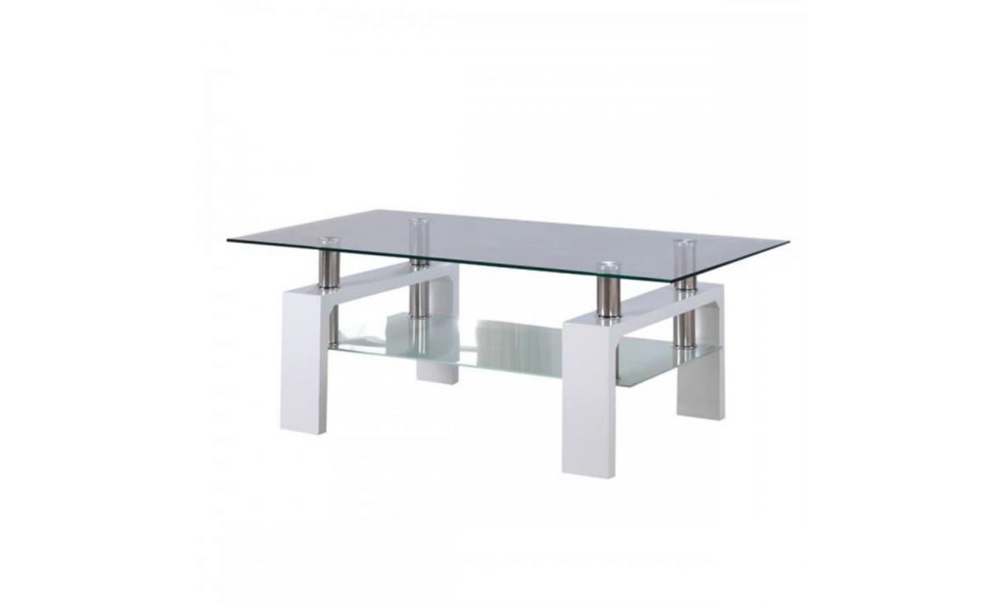 lw coffee table basse en verre acier et bois      blanc     44