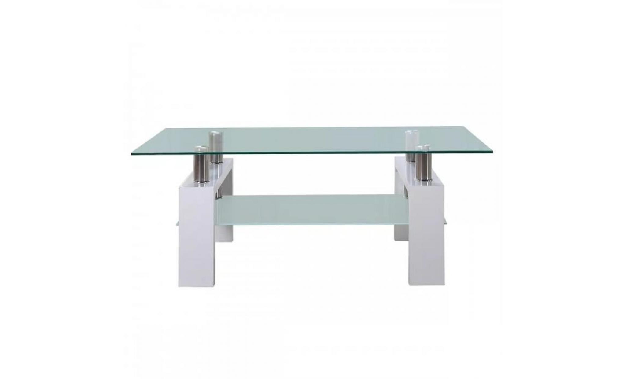 lw coffee table basse en verre acier et bois      blanc     44 pas cher