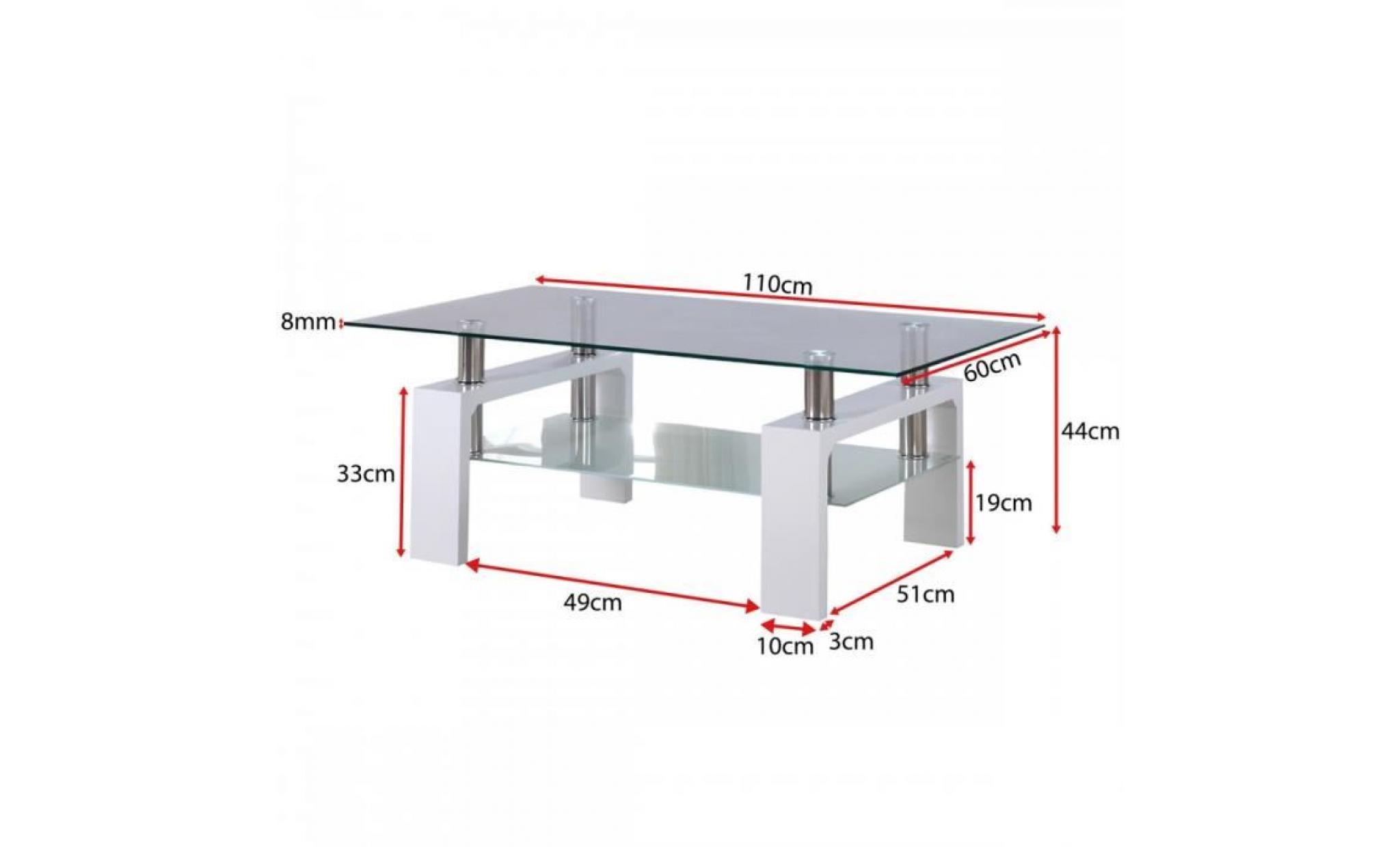 lw coffee table basse en verre acier et bois      blanc     44 pas cher