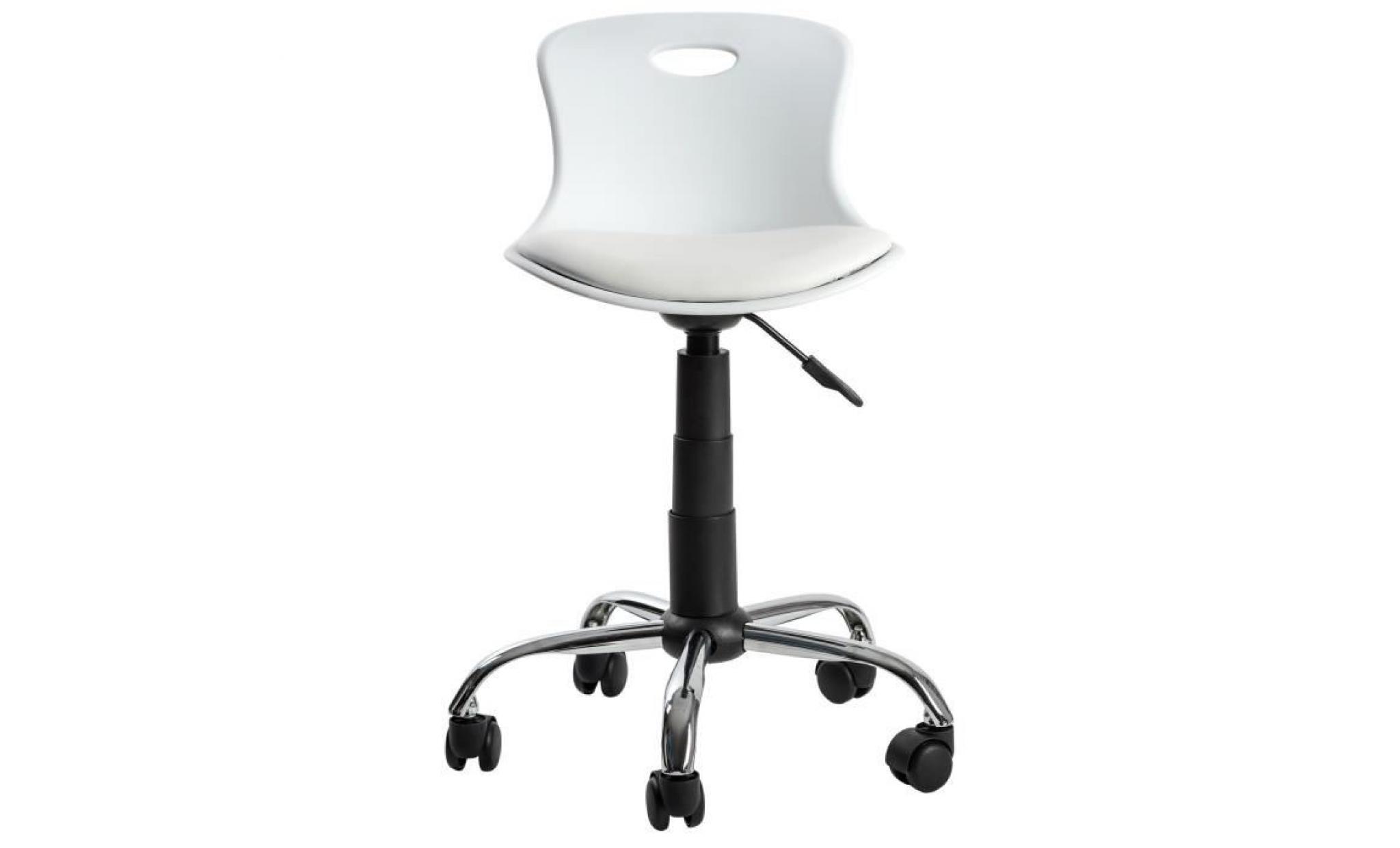 lylo chaise de bureau   simili blanc   vintage   l 44 x p 51,5 cm