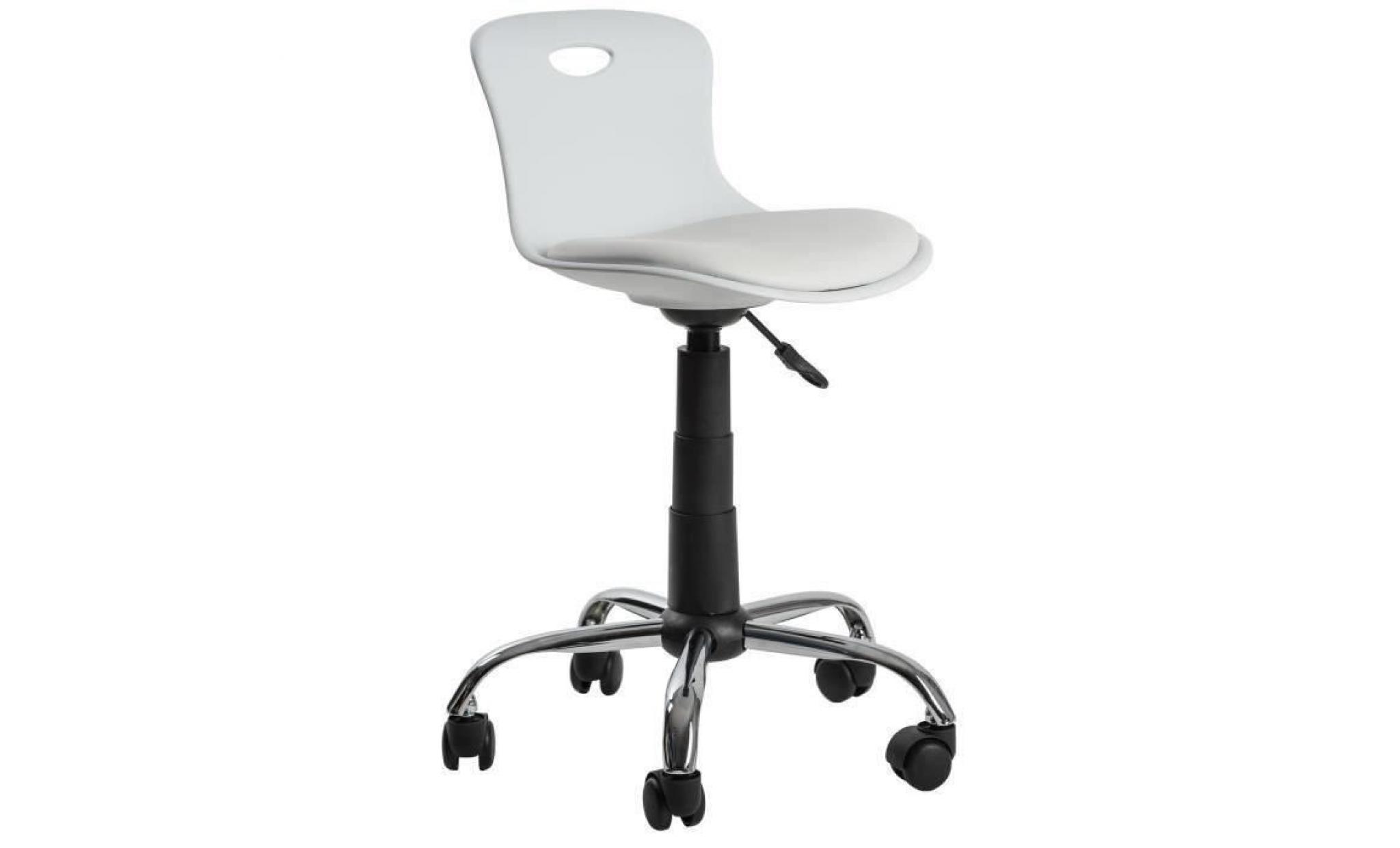 lylo chaise de bureau   simili blanc   vintage   l 44 x p 51,5 cm pas cher