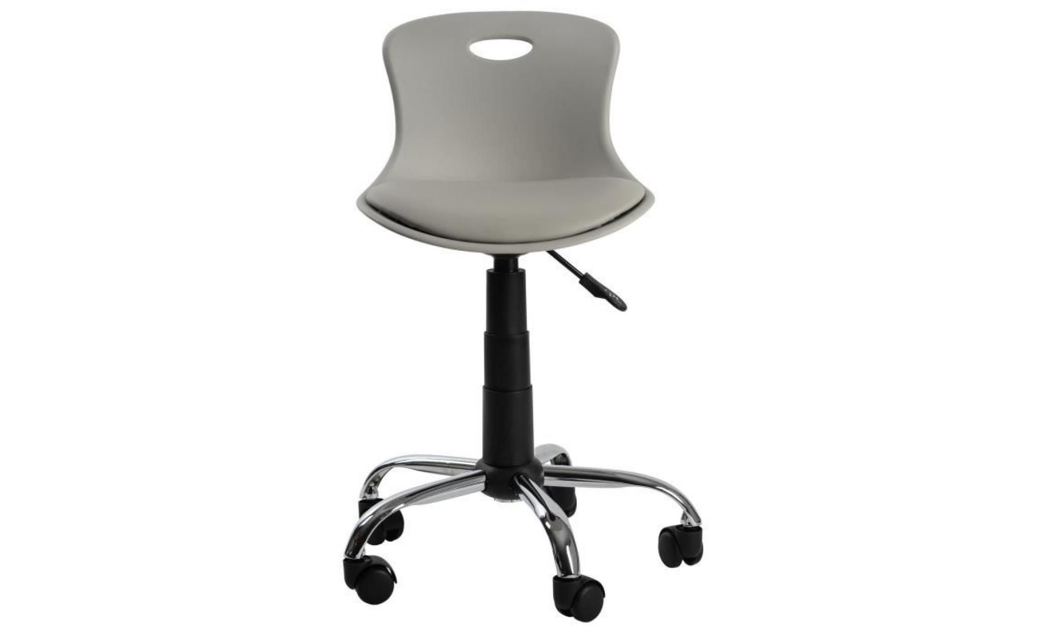 lylo chaise de bureau   simili gris souris   vintage   l 44 x p 51,5 cm