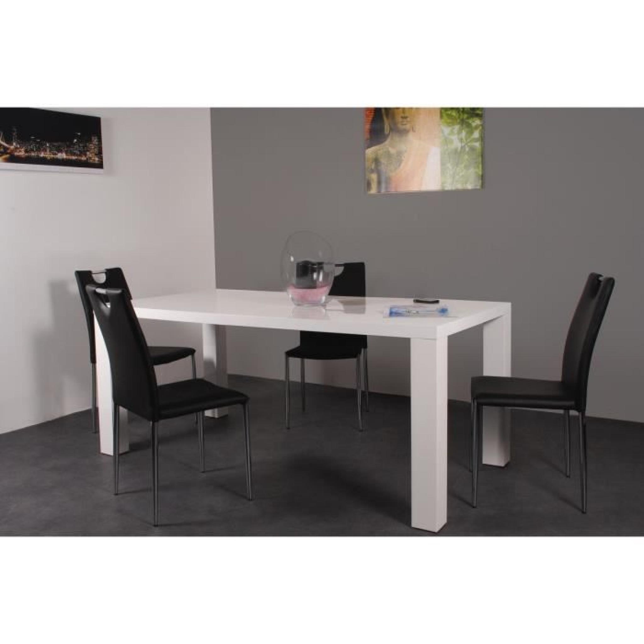 LYLOU Table à manger 180x90 cm laqué blanc brillant