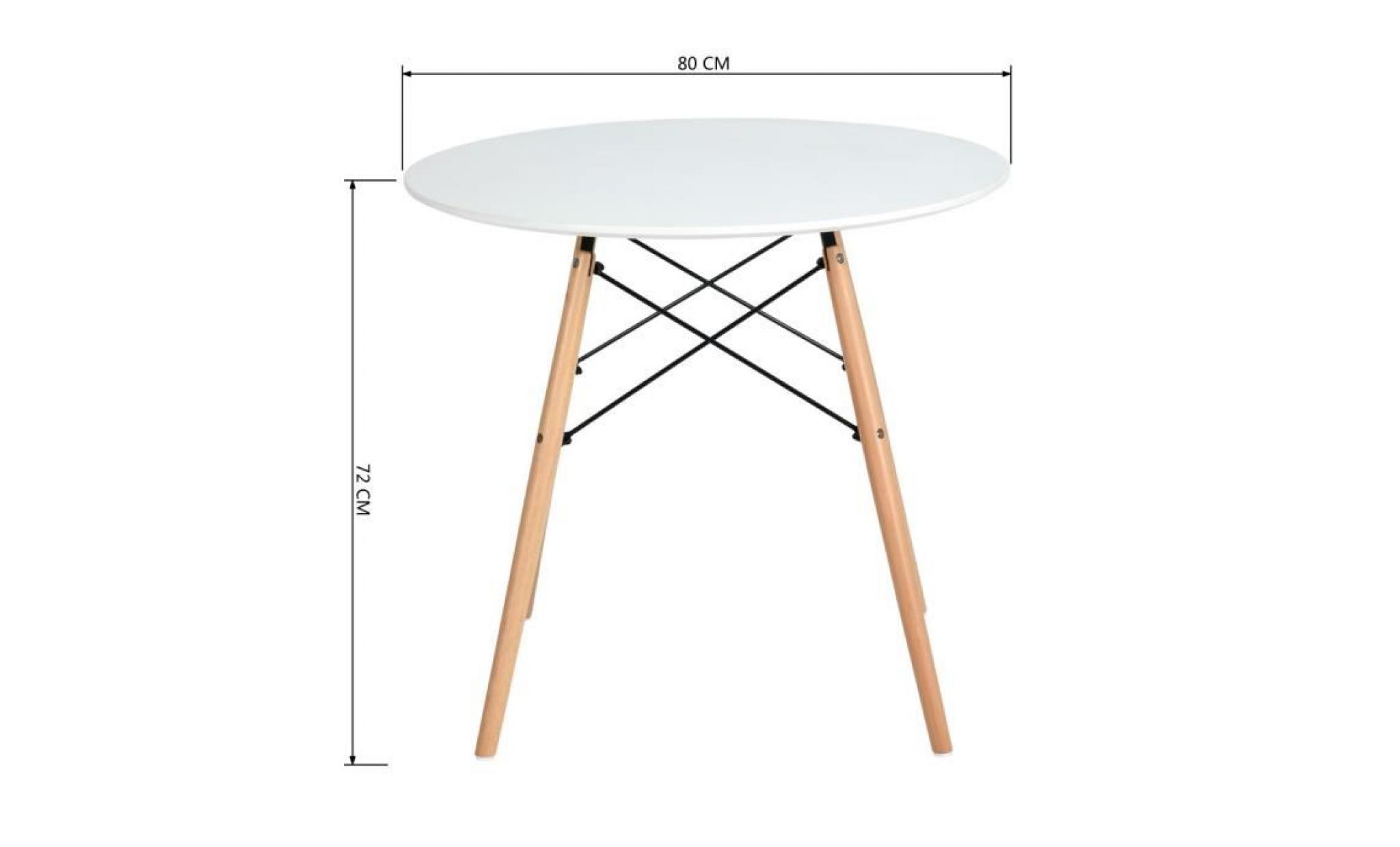 maddie table à manger ronde de 2 à 4 personnes scandinave noir laqué + pieds en bois hêtre massif   Ø 80 cm pas cher