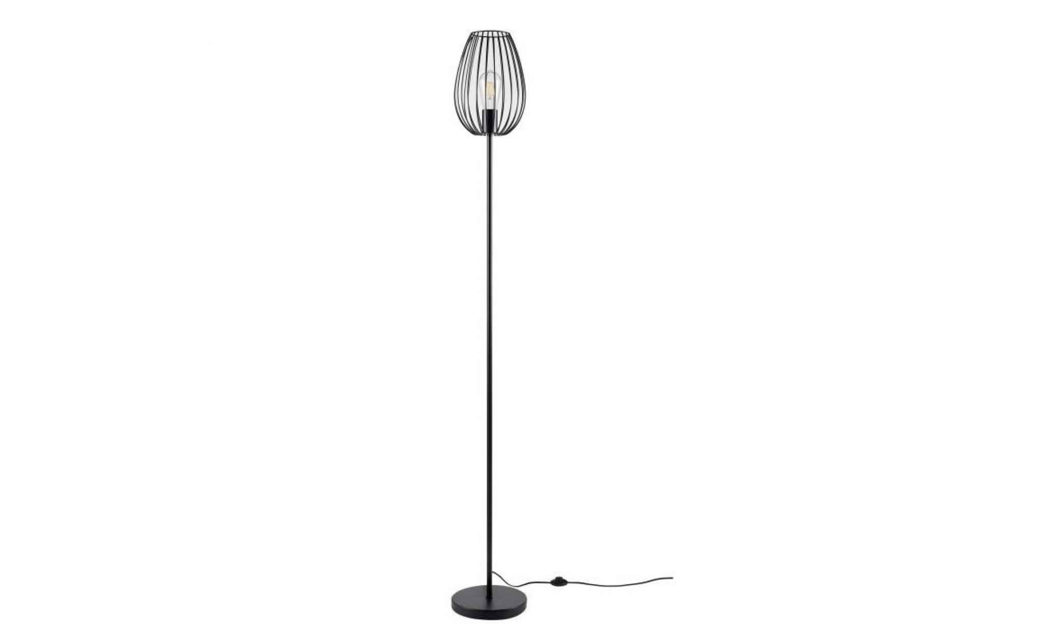 maddy lampadaire en métal   Ø 22 x h 160 cm   noir   ampoule led décorative fournie
