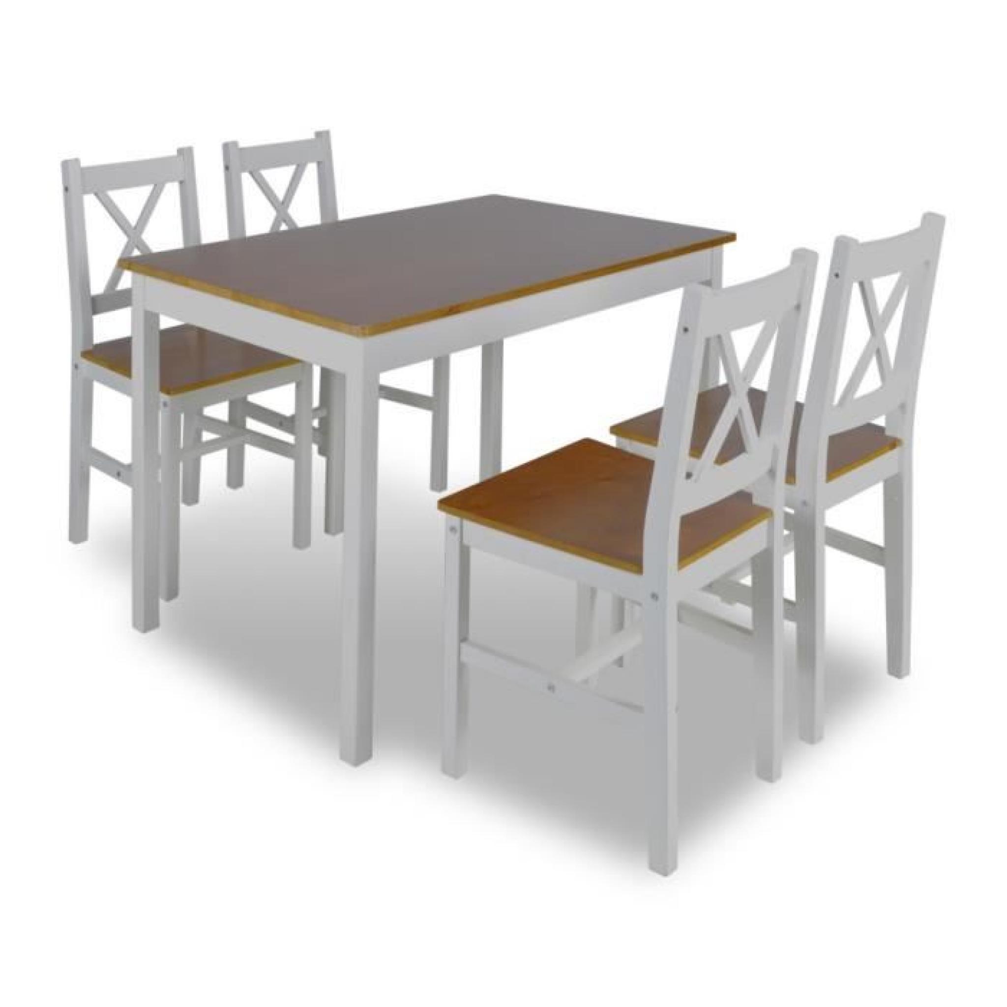 Magnifique 1 ensemble Table en bois + 4 chaises Couleur Marron