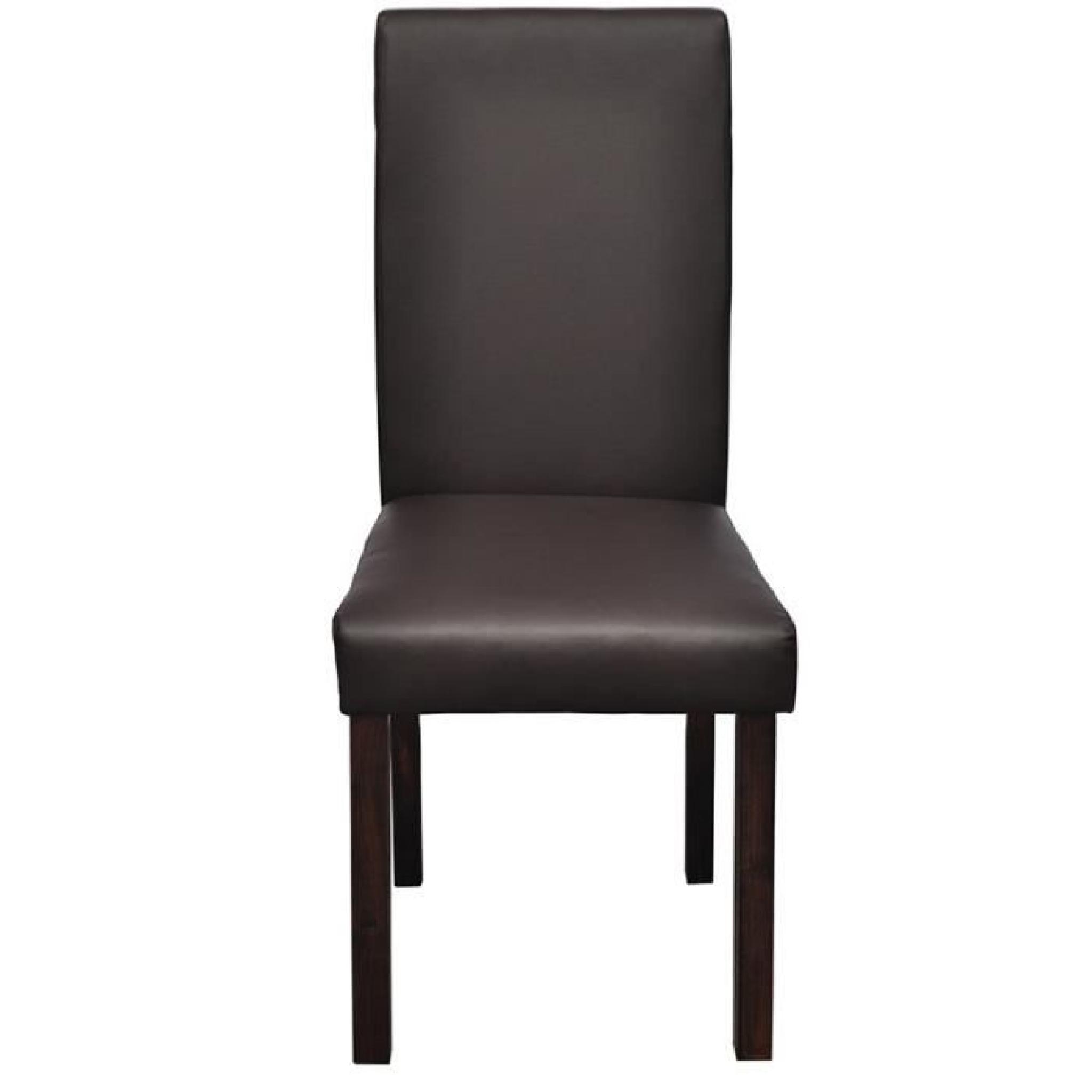 Magnifique Chaise en cuir design colonial marron bois (lot de 6)