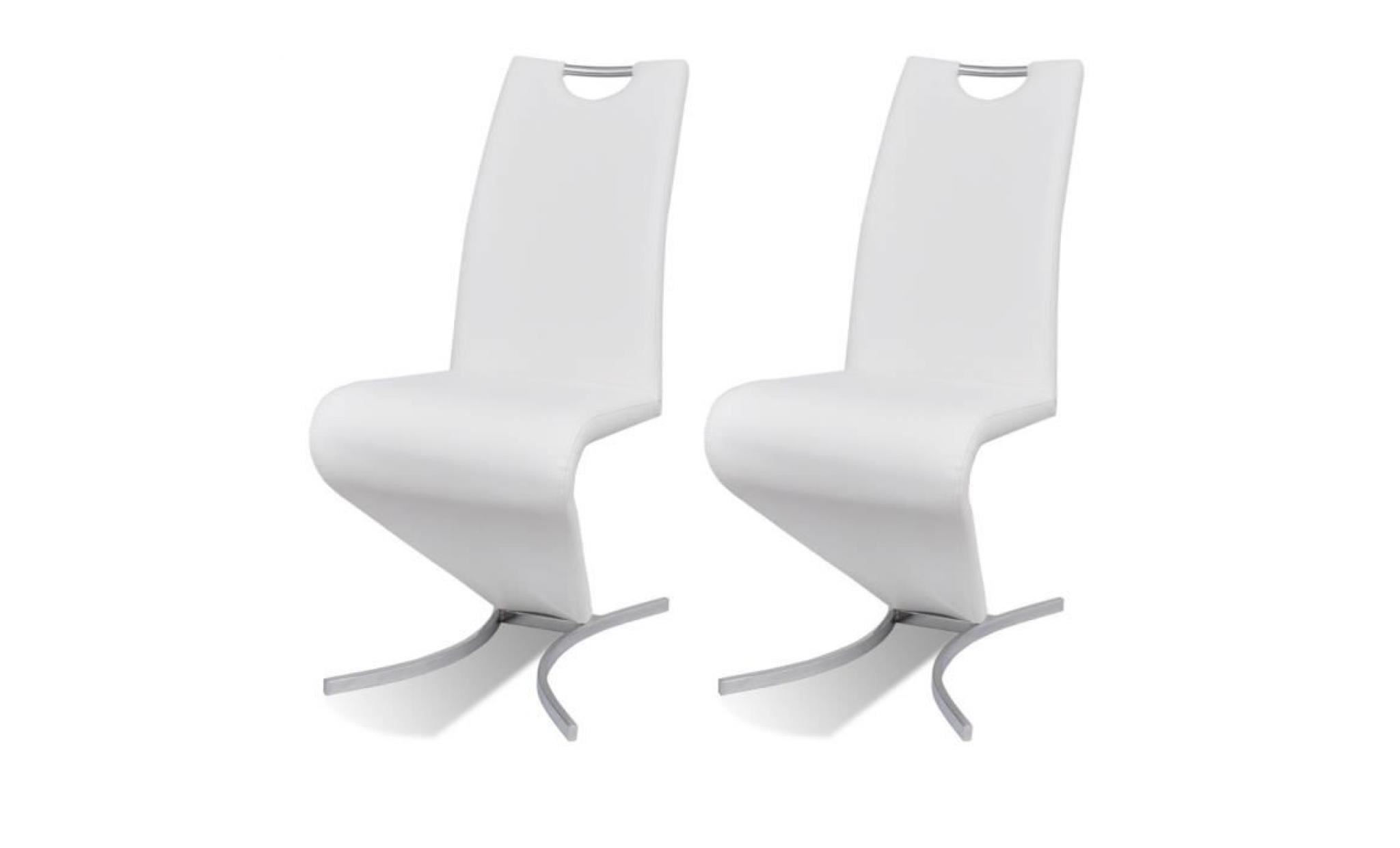 Magnifique Chaise en PU Cantilever avec pieds en forme de H Blanc 6 pcs