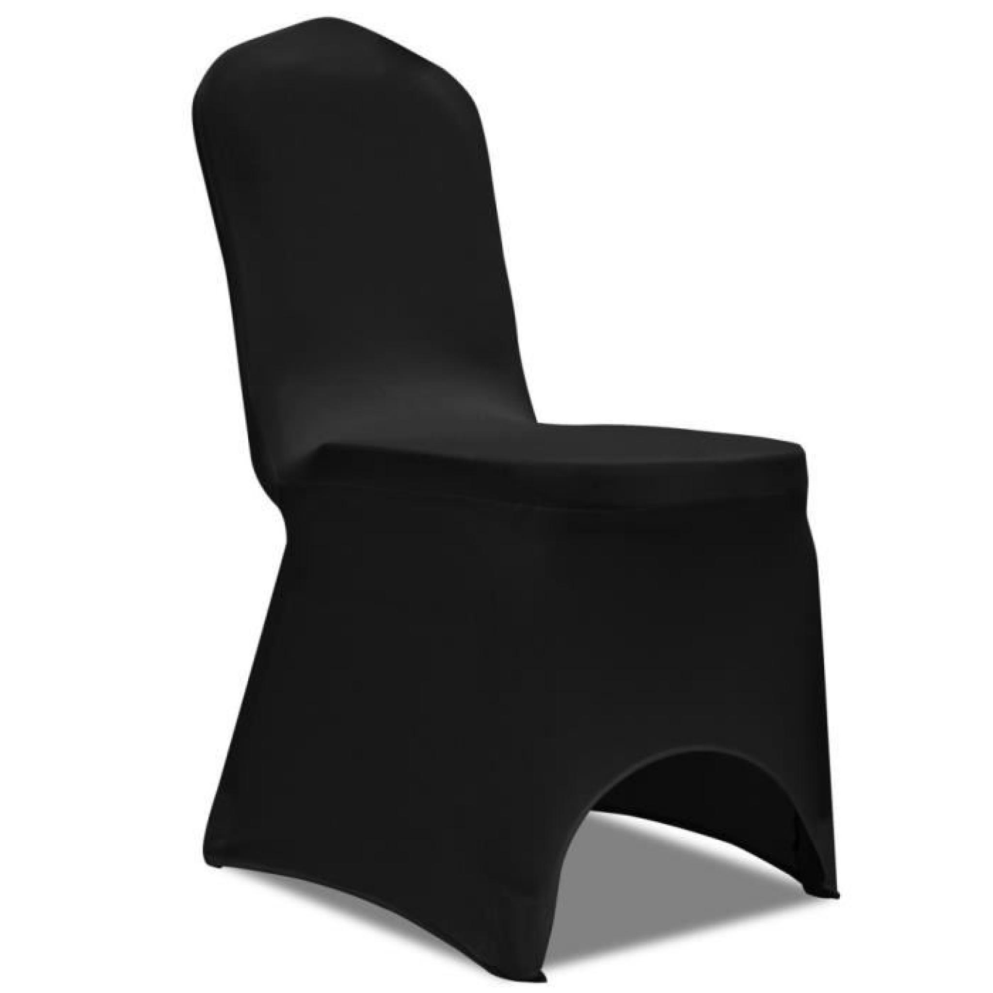 Magnifique Housse noire extensible pour chaise 6 pieces