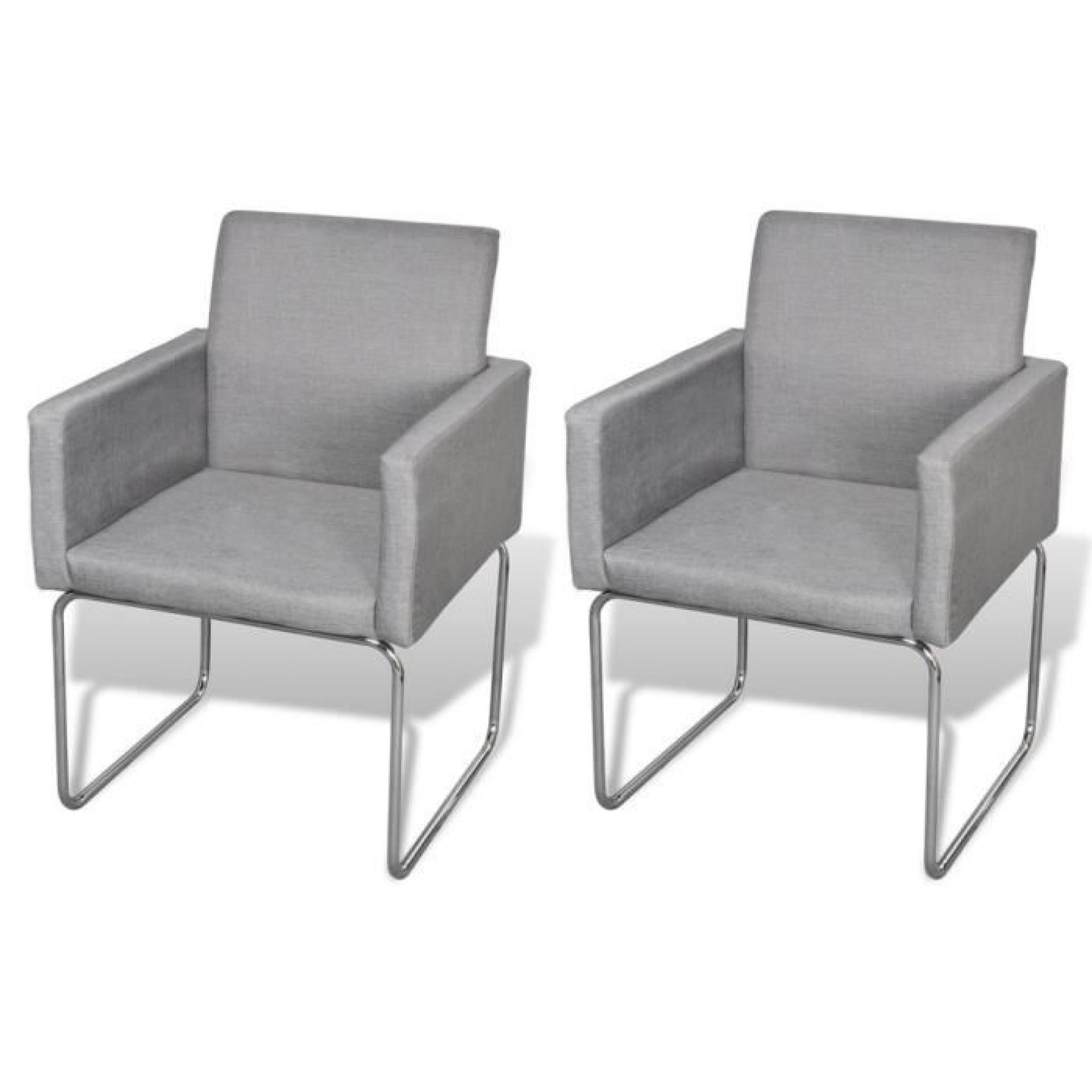 Magnifique Lot de 2 chaises avec accoudoirs gris clair
