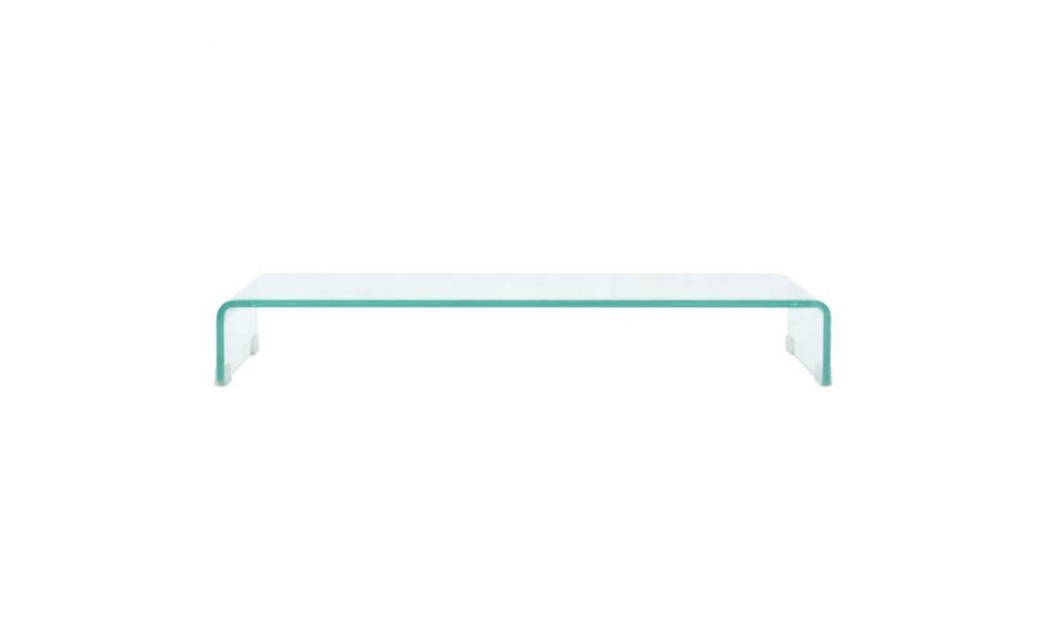 magnifique meuble tv / pour moniteur 90 x 30 x 13 cm verre transparent