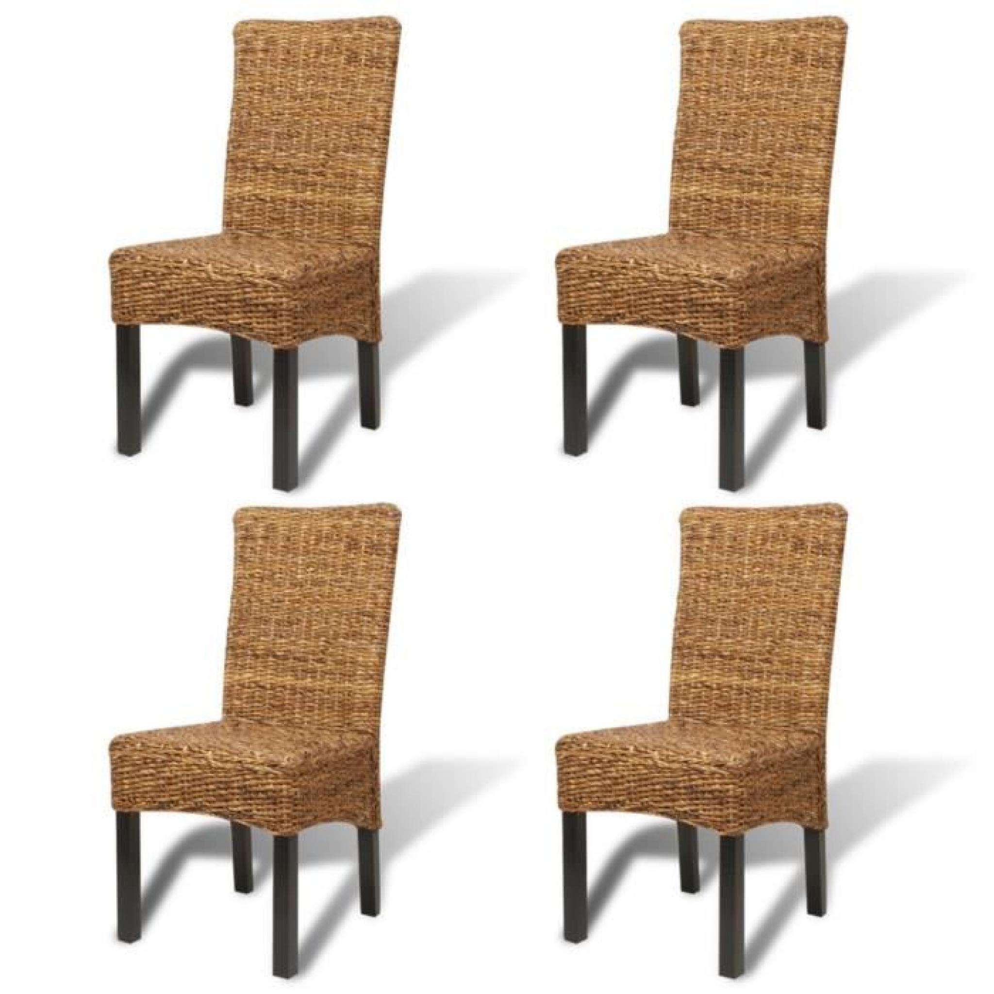 Magnifique Set de 4 chaises en abaca Brun Faites a la main