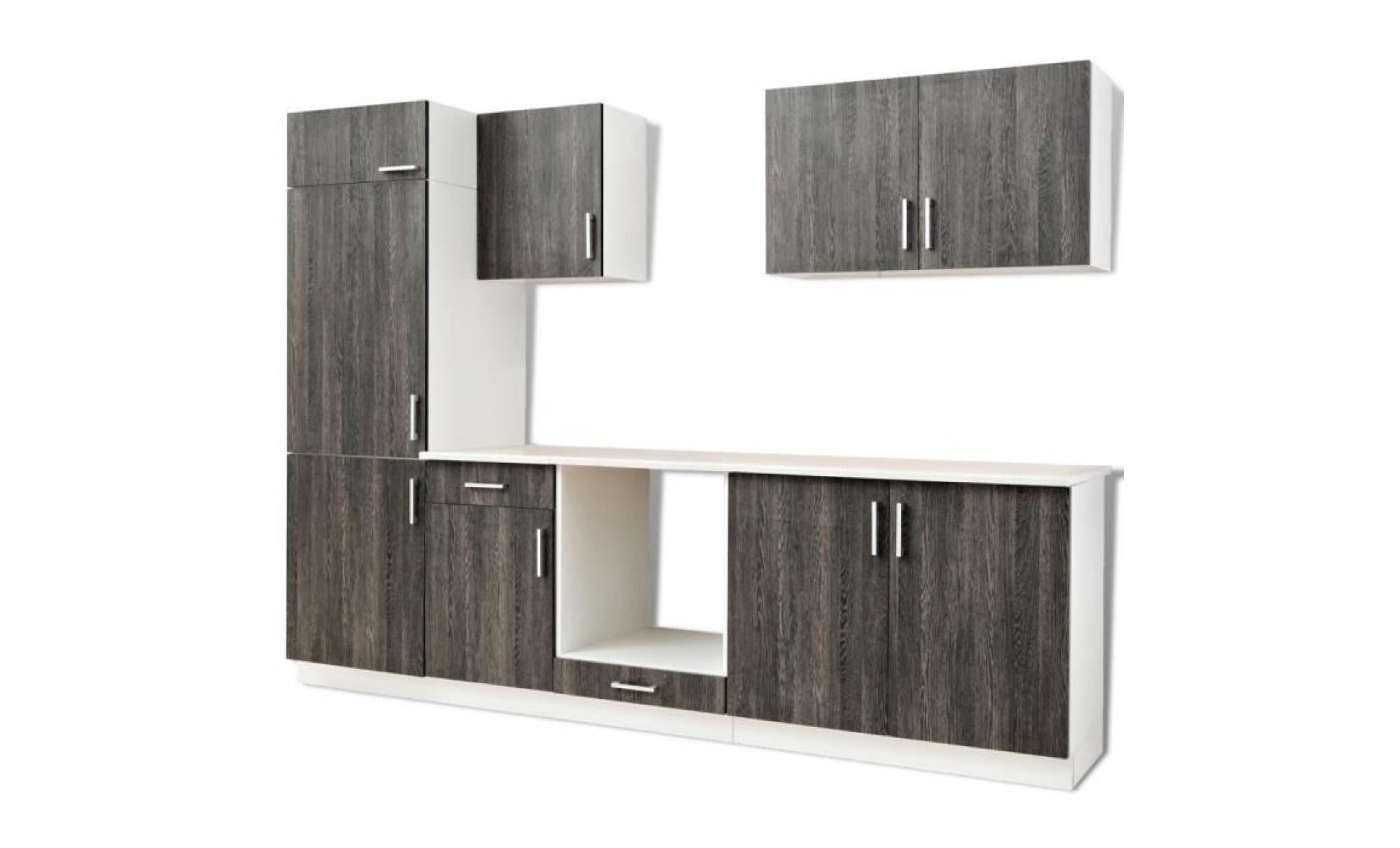Magnifique Set de 7 meubles de cuisine pour refregirateur encastre aspect Wenge
