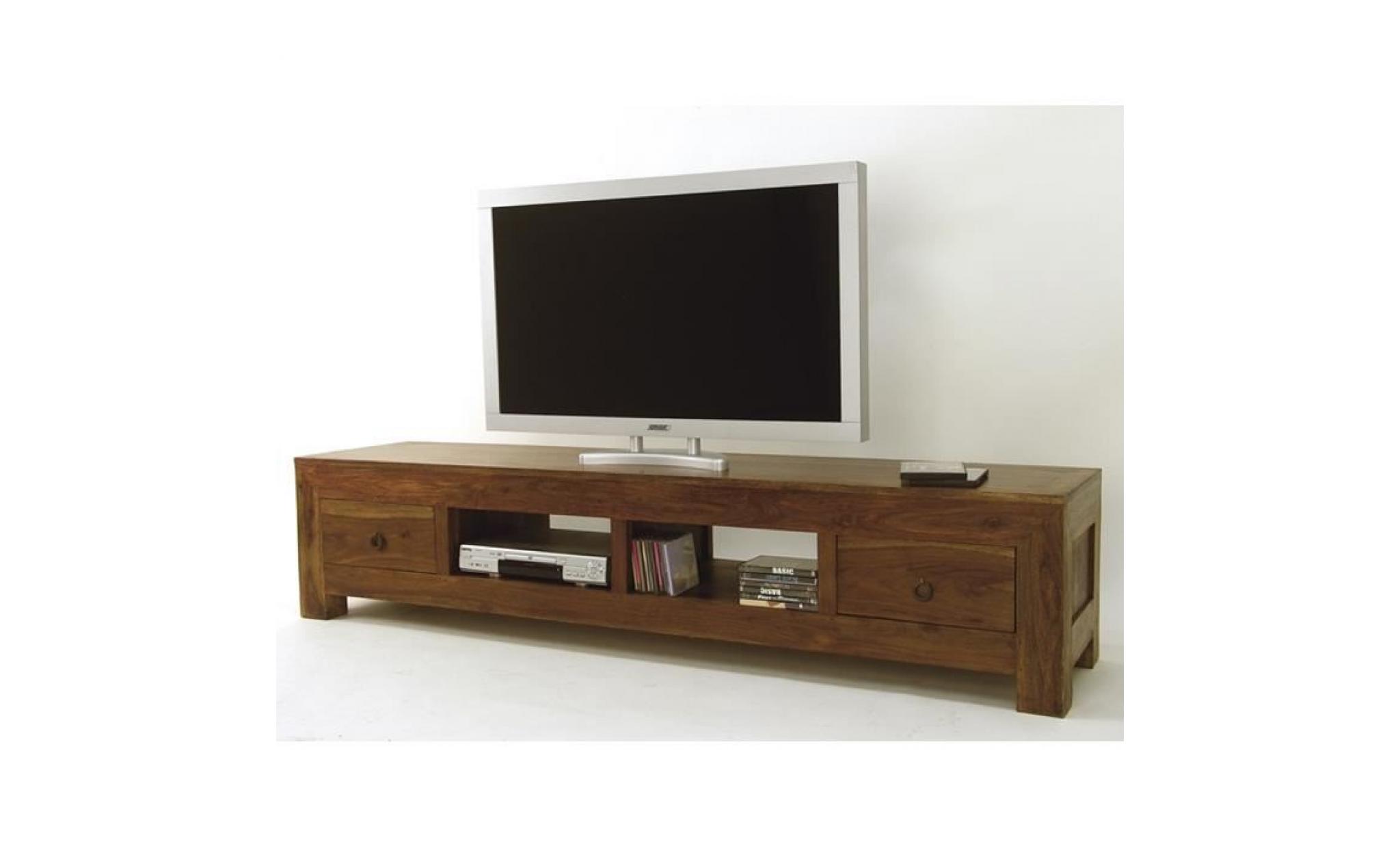 maharadja   meuble tv long 2 tiroirs 2 niches hindi   finition :    palissandre 200