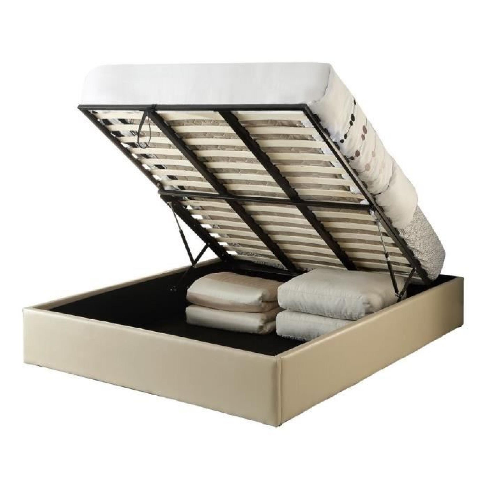 MAJESTY Lit coffre adulte 140x190 + sommier taupe pas cher