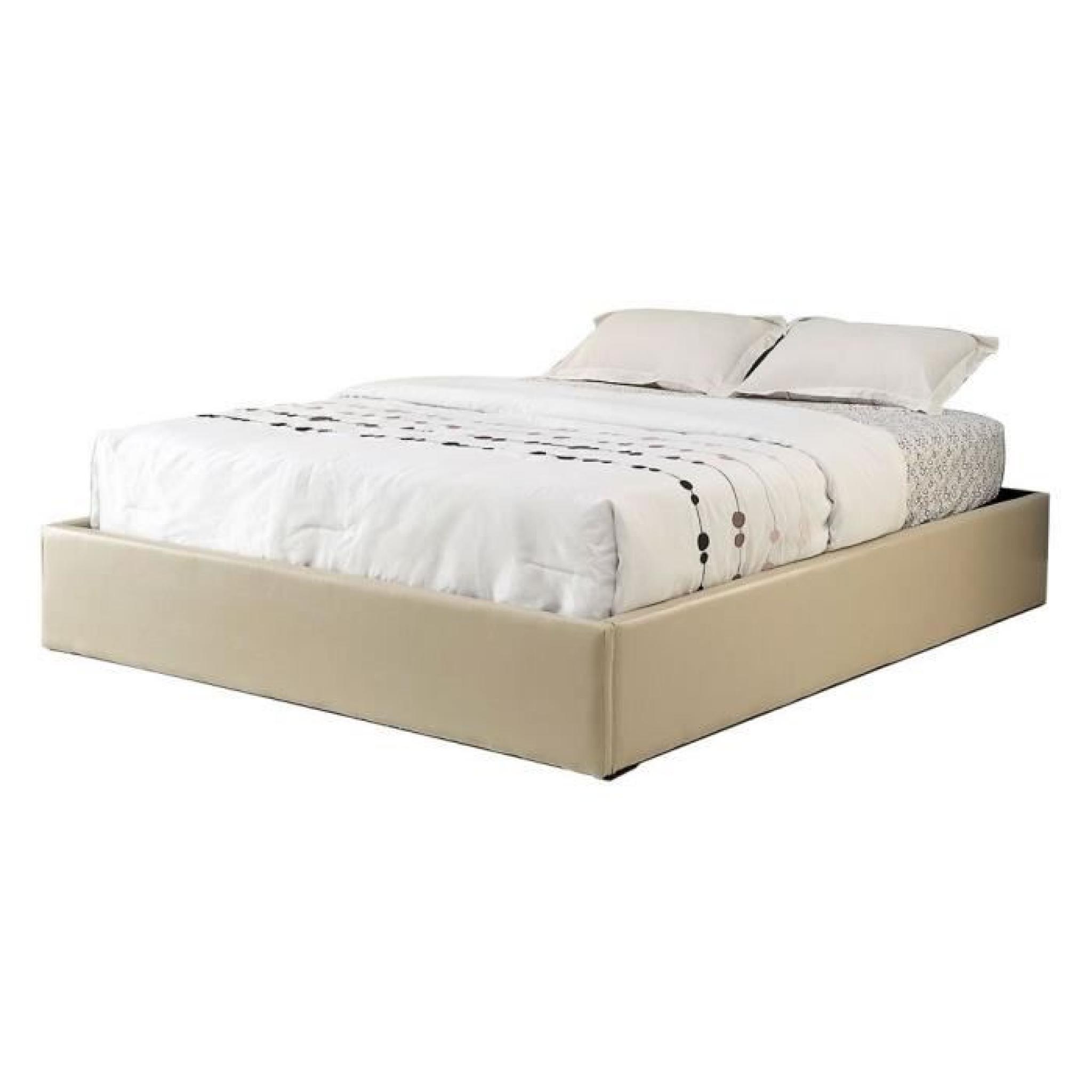 MAJESTY Lit coffre adulte 140x190 + sommier taupe pas cher