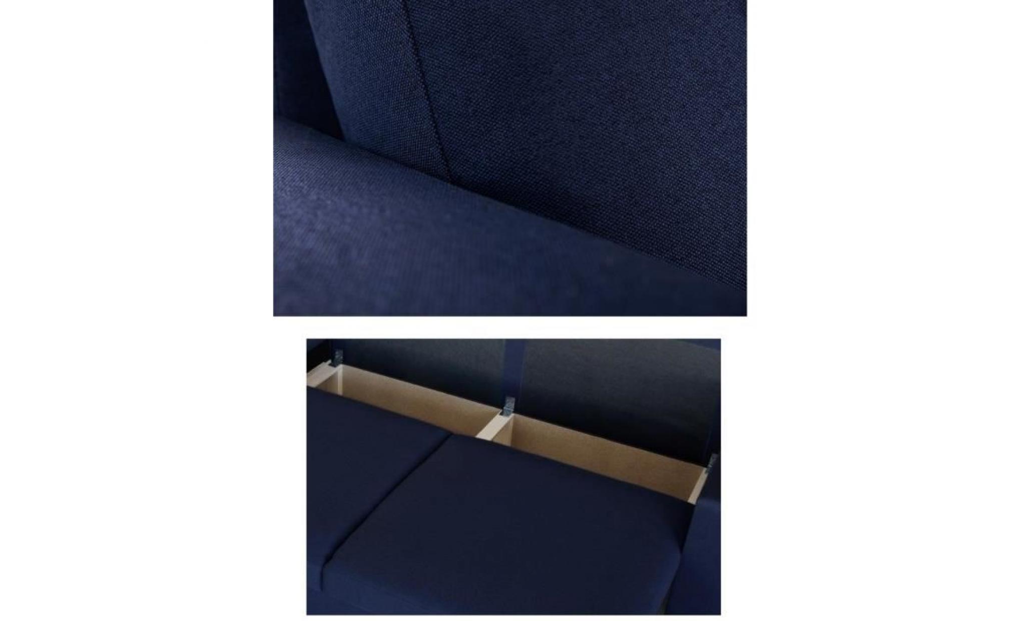 malma canapé droit convertible 3 places   tissu bleu foncé   classique   l 211 x p 100 cm pas cher