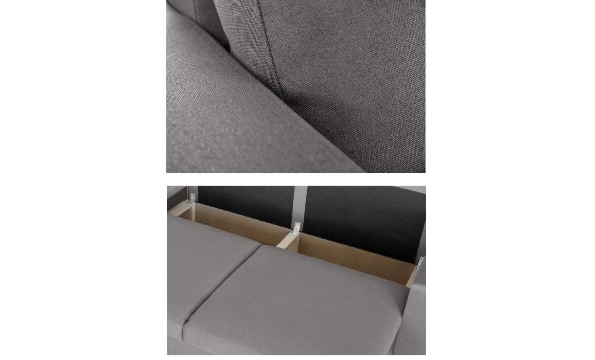 malma canapé droit convertible 3 places   tissu gris   classique   l 211 x p 100 x h 80 cm pas cher
