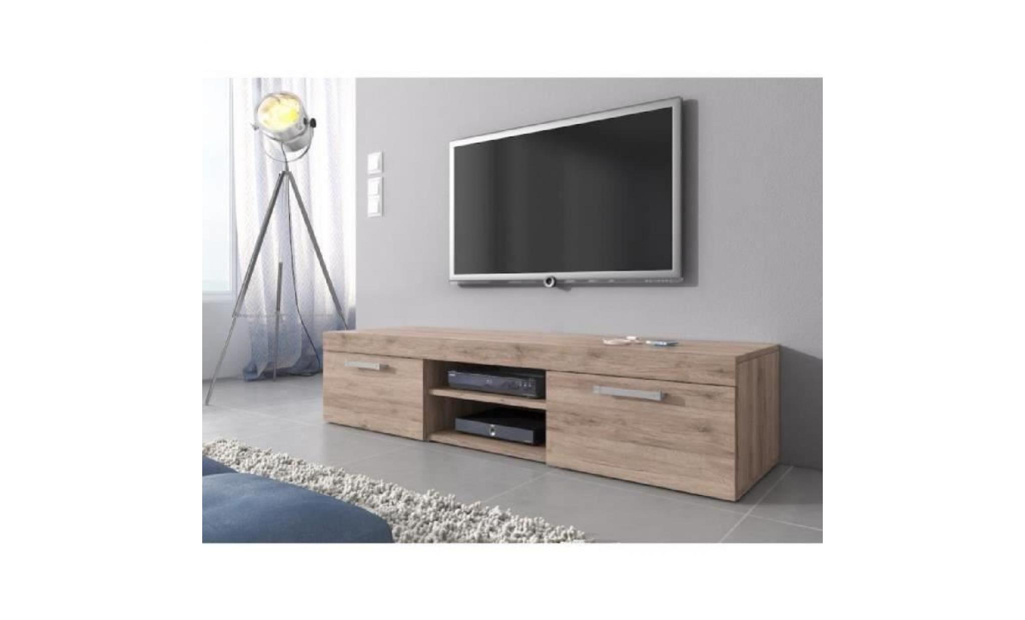 mambo meuble tv contemporain décor chêne clair    160 cm pas cher