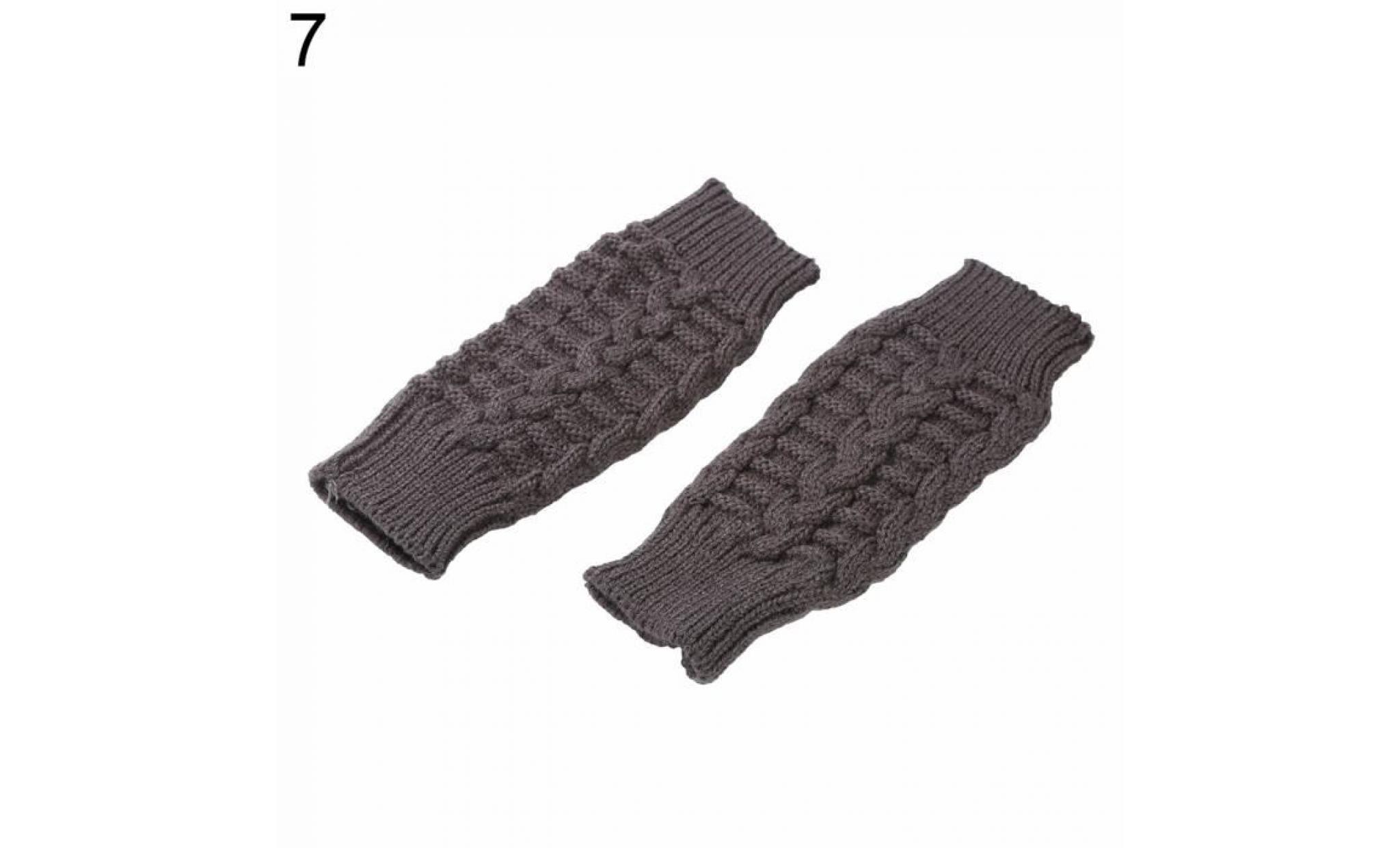 manchettes hiver pour femmes longues mitaines sans doigts tricotées gants souples gris foncé