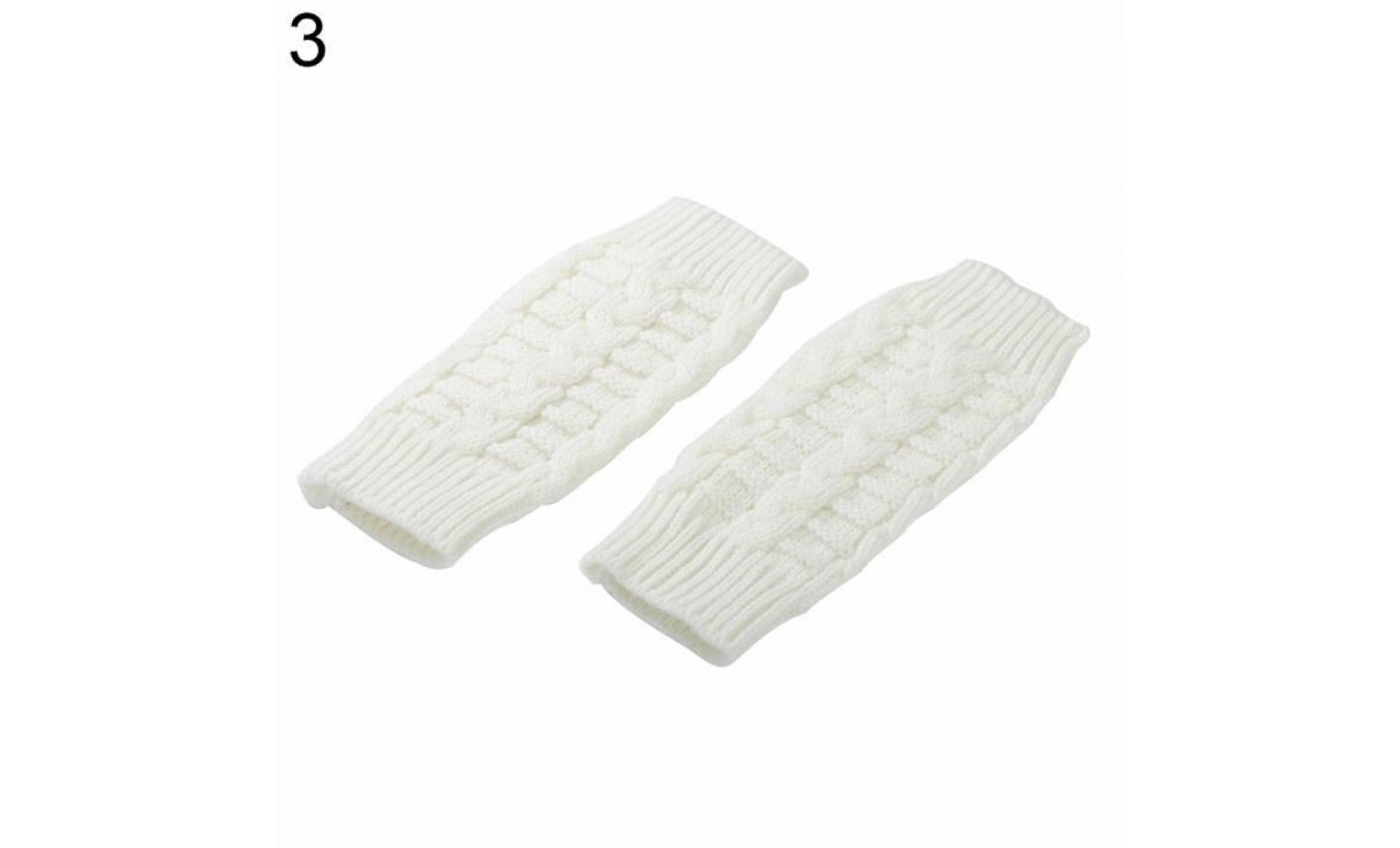 manchettes mode hiver pour femmes longues mitaines sans doigts mitaines tricotées blanches