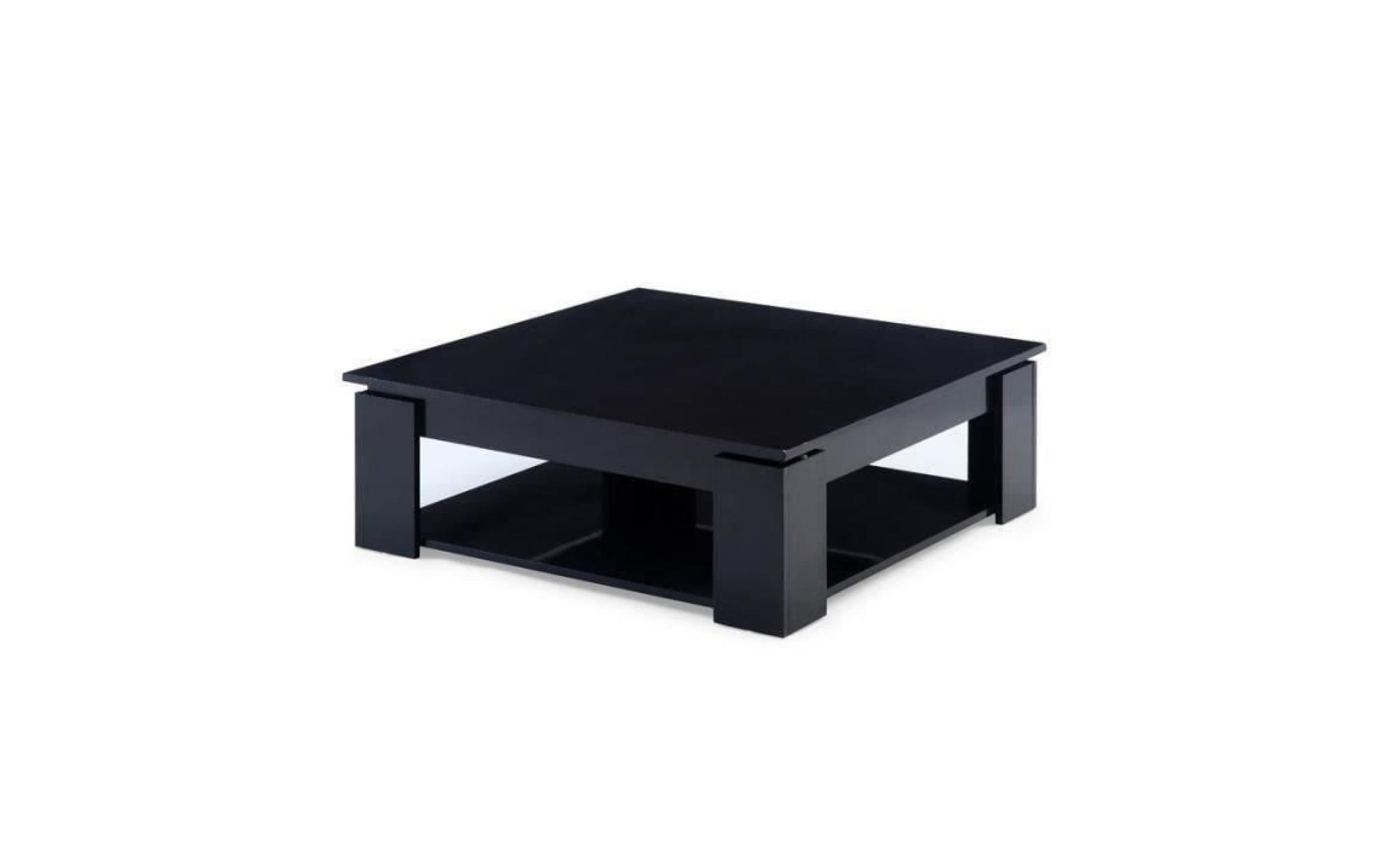 manhattan table basse carrée style contemporain noir brillant   l 89 x l 89 cm