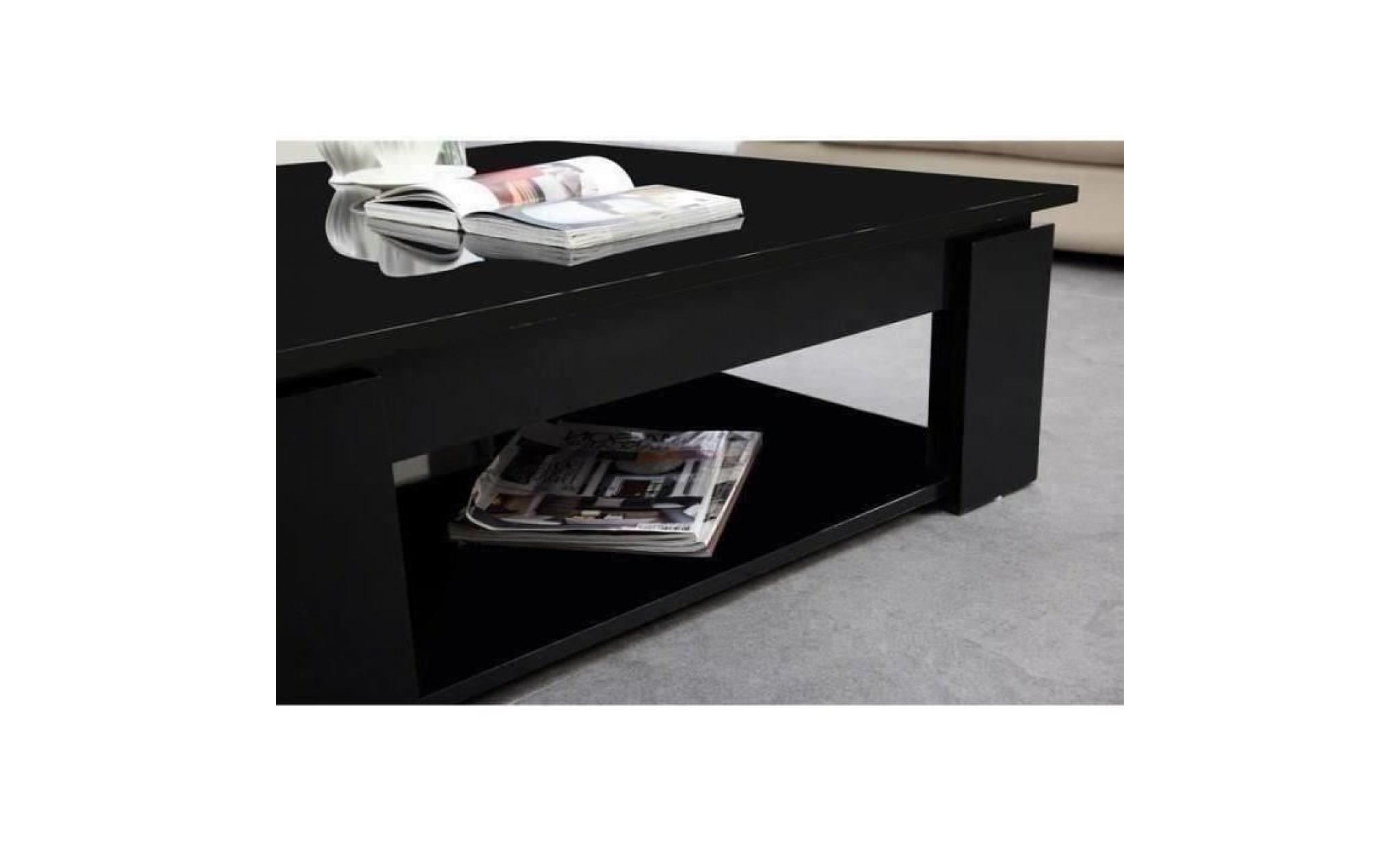 manhattan table basse carrée style contemporain noir brillant   l 89 x l 89 cm pas cher