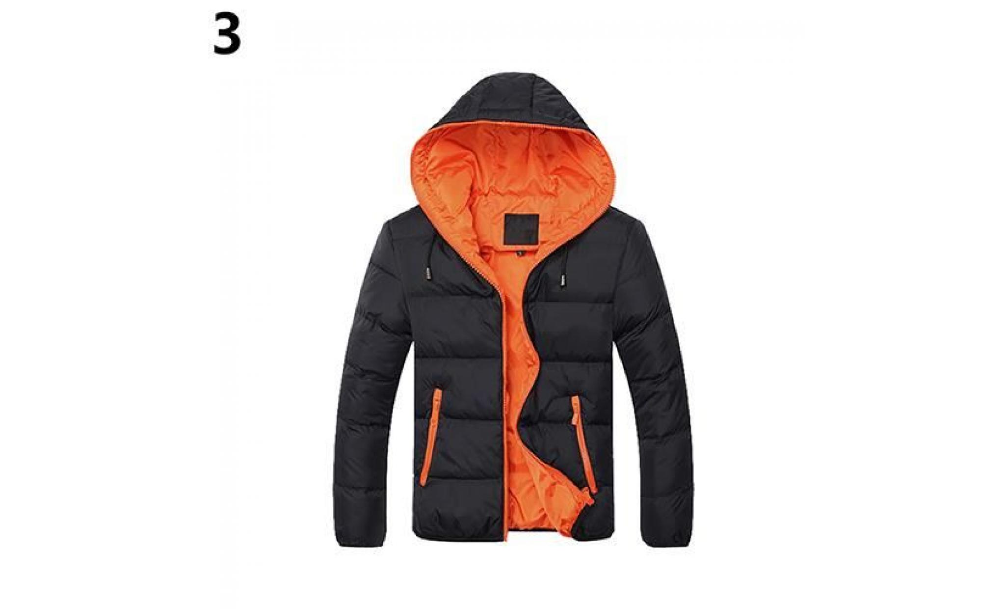 manteau à capuche matelassé noir et orange xxxl