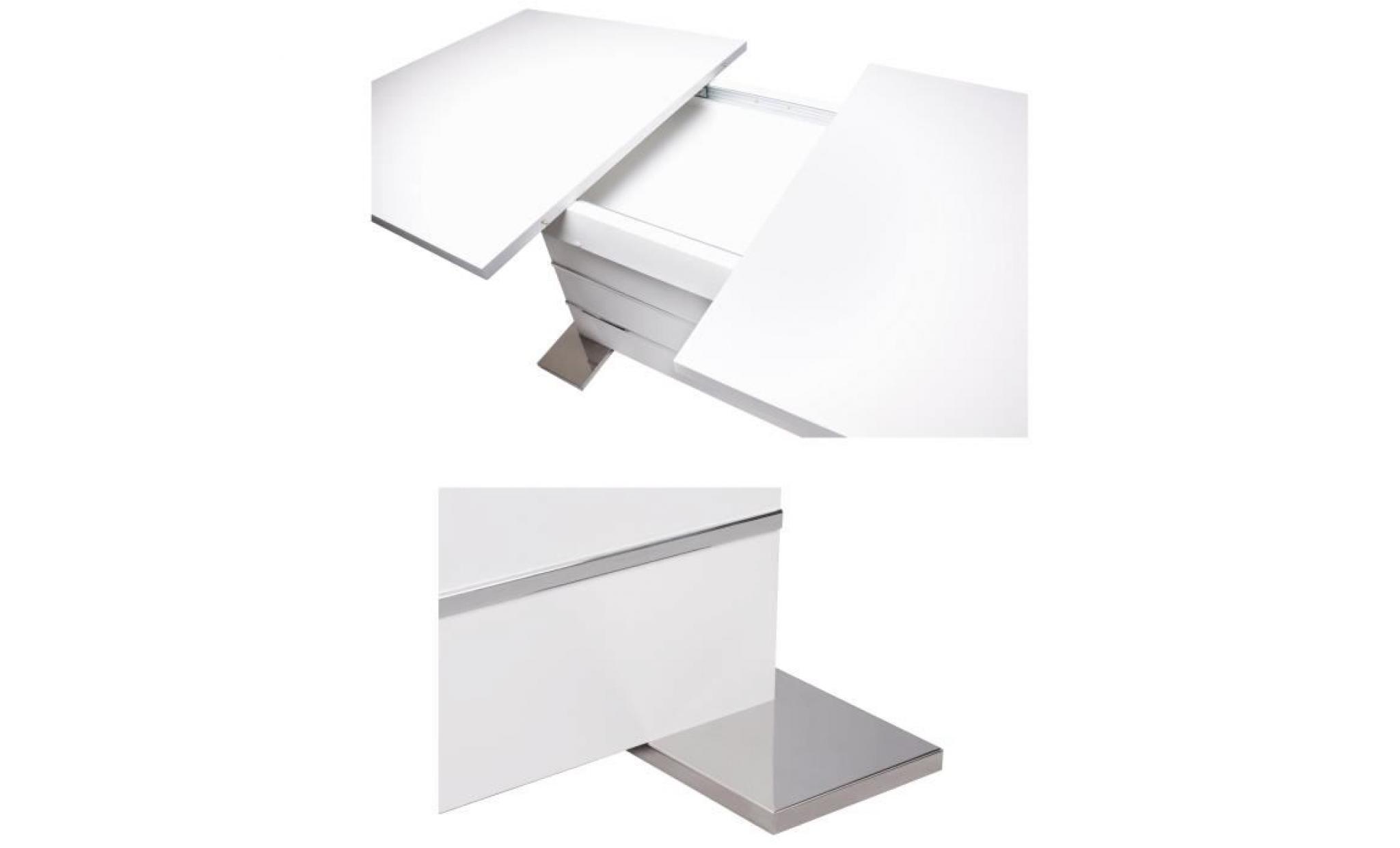 mantova table extensible 6 à 8 personnes style contemporain blanc et alu   l 160 à 200 cm pas cher