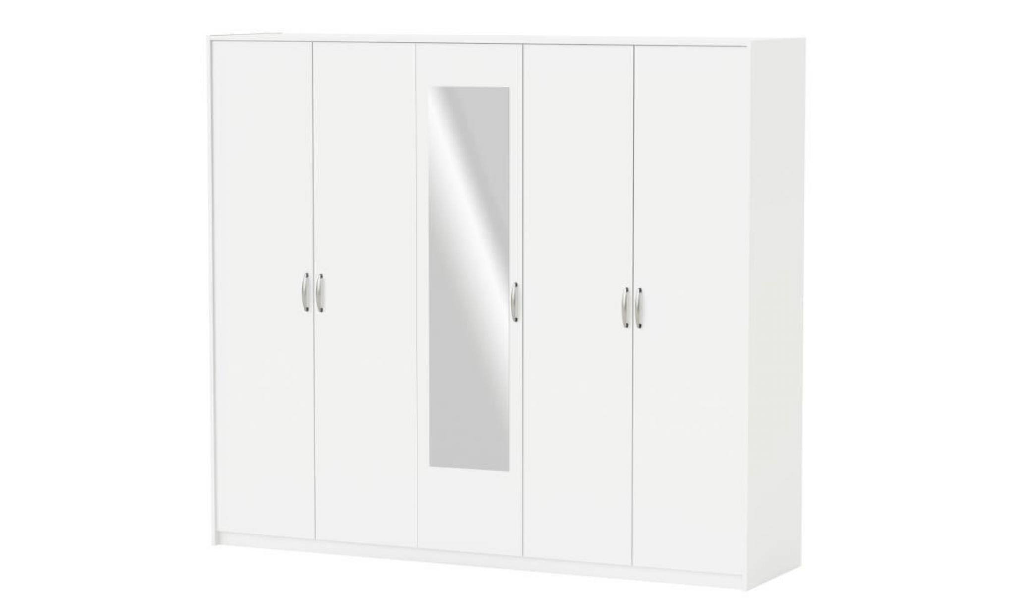 marty armoire de chambre contemporain blanc perle   l 216 cm