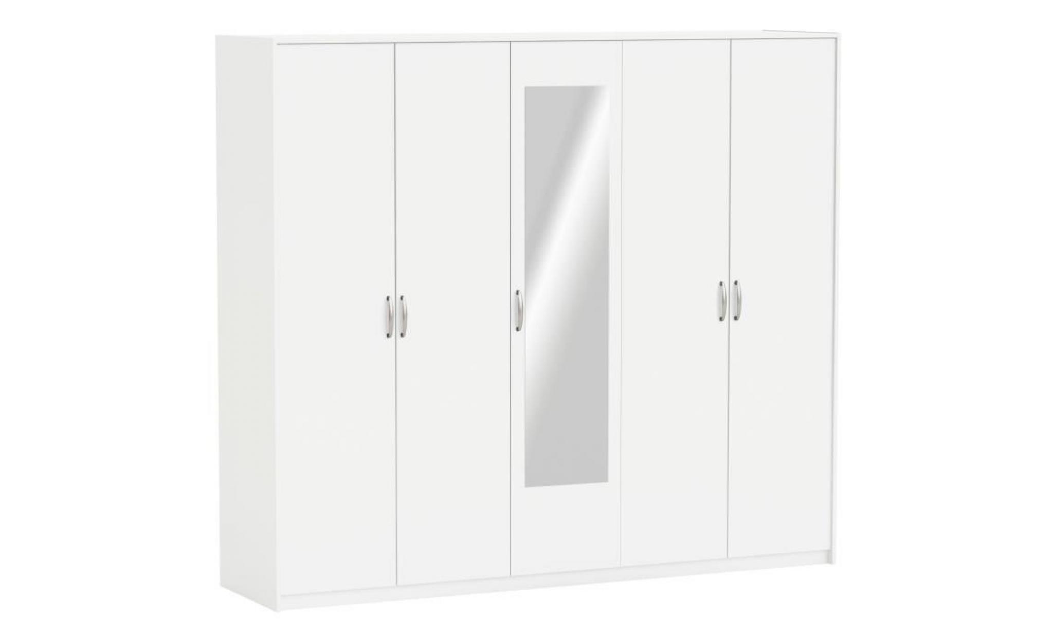 marty armoire de chambre contemporain blanc perle   l 216 cm pas cher