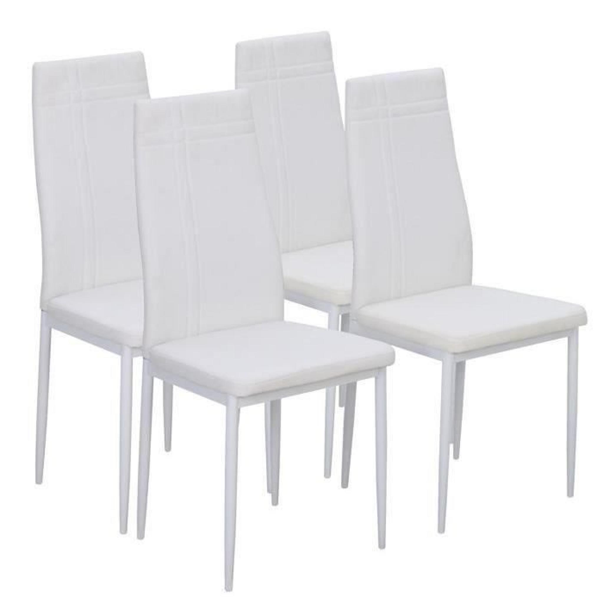 MAT Lot de 4 chaises de salle à manger - Simili blanc